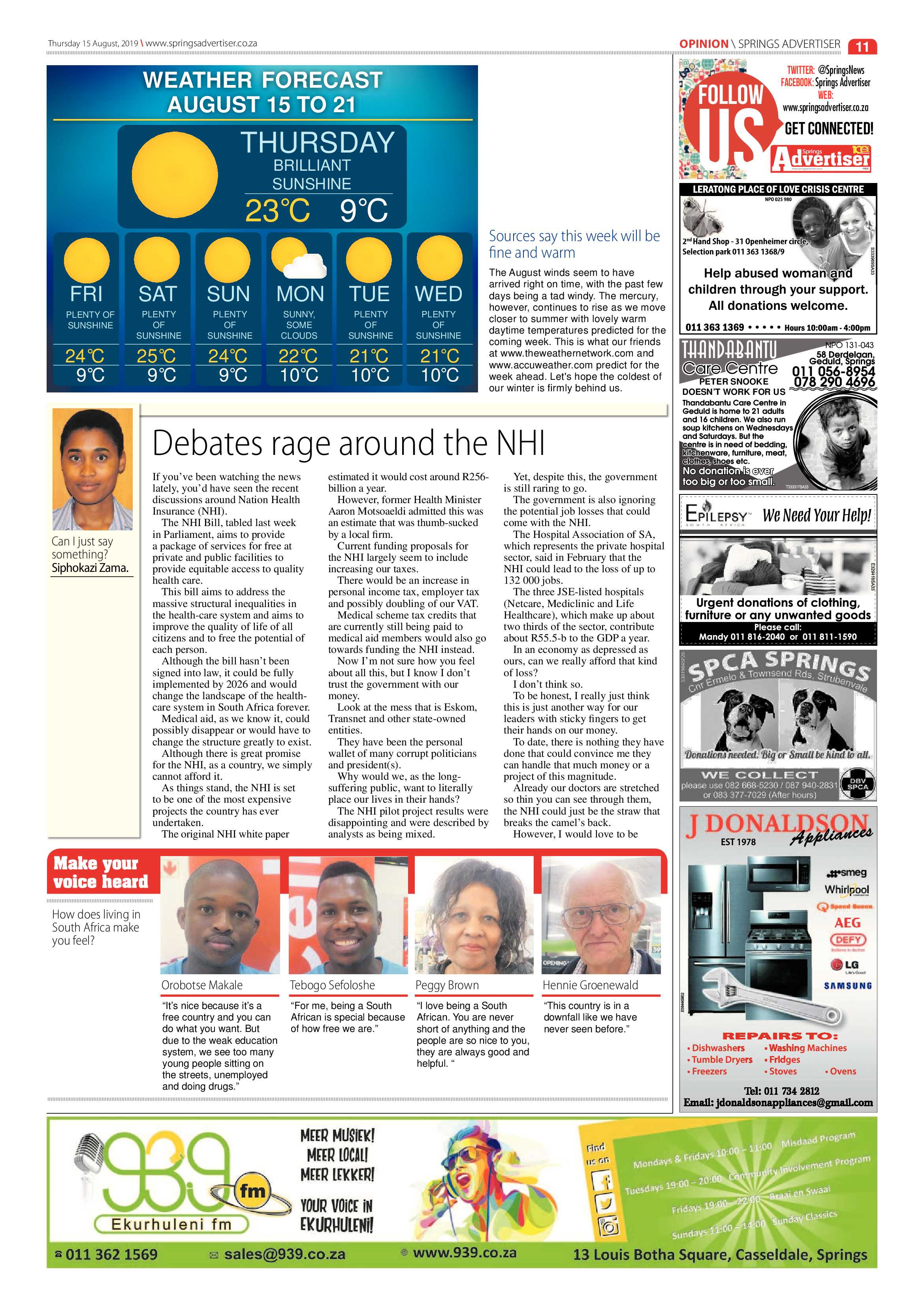 Springs Advertiser 15 August 2019 page 11