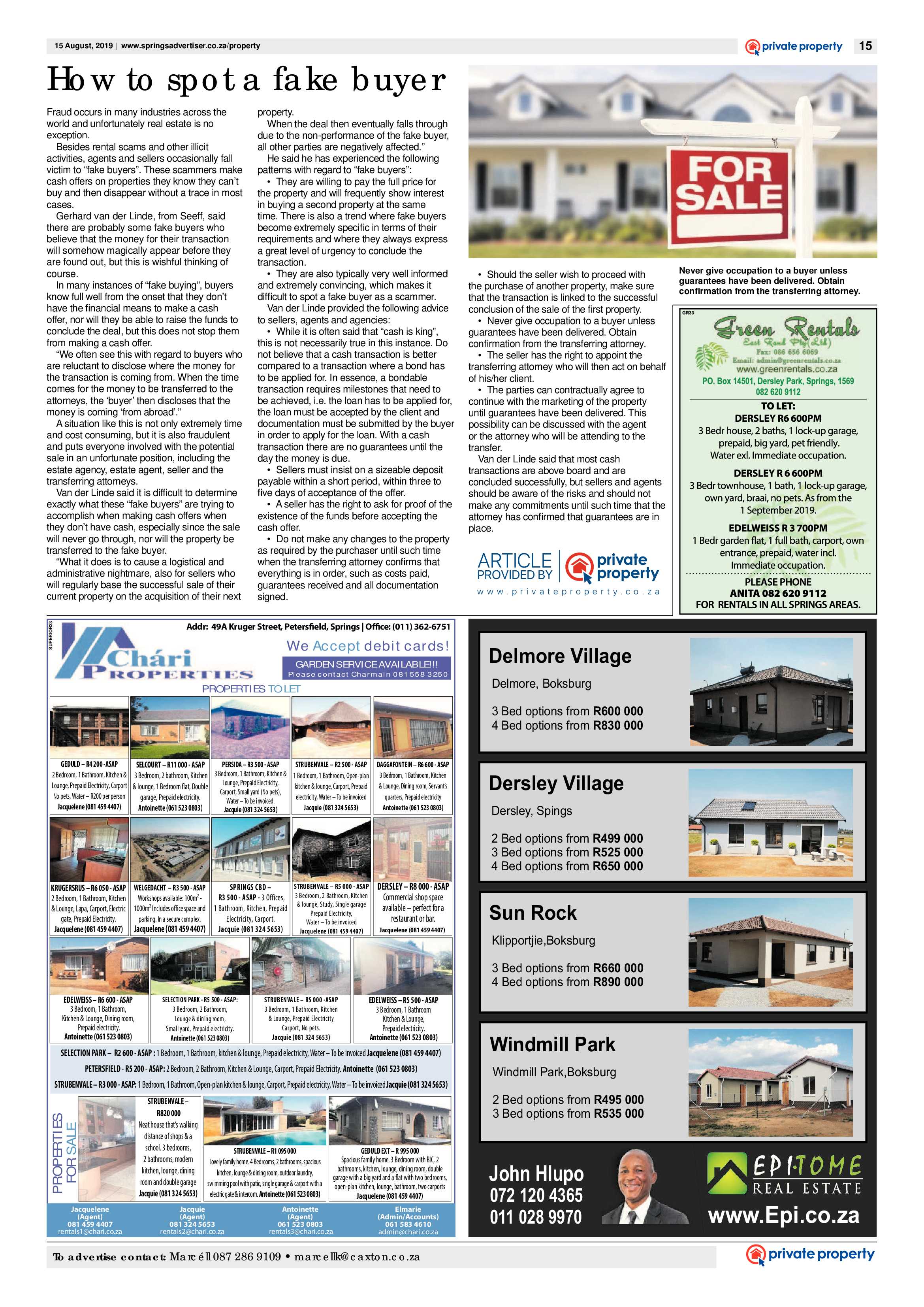 Springs Advertiser 15 August 2019 page 15