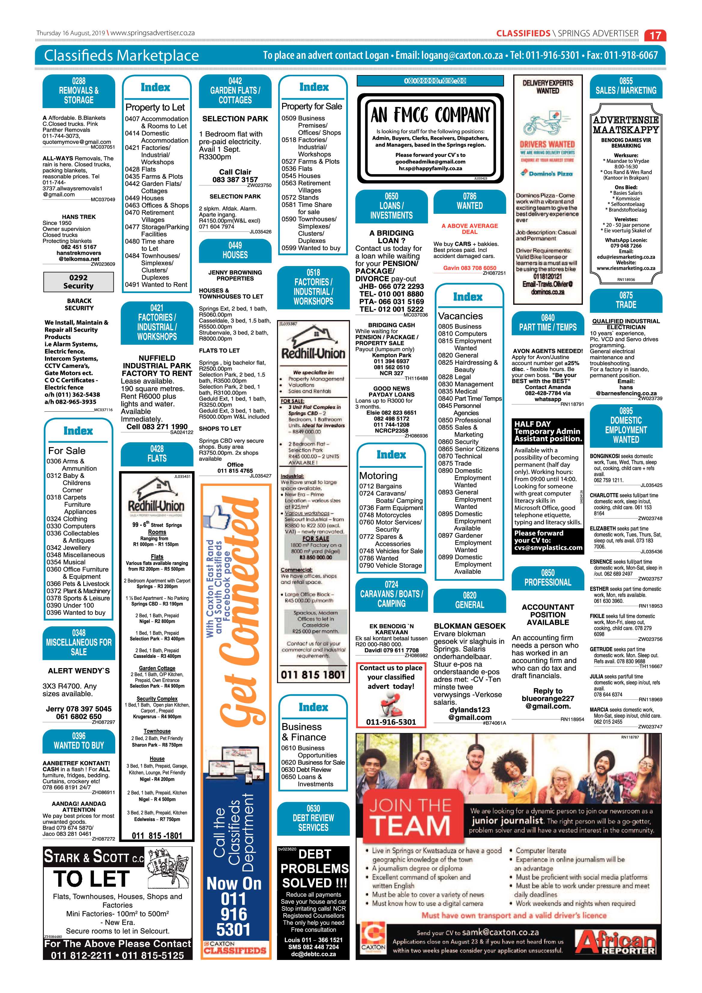Springs Advertiser 15 August 2019 page 17