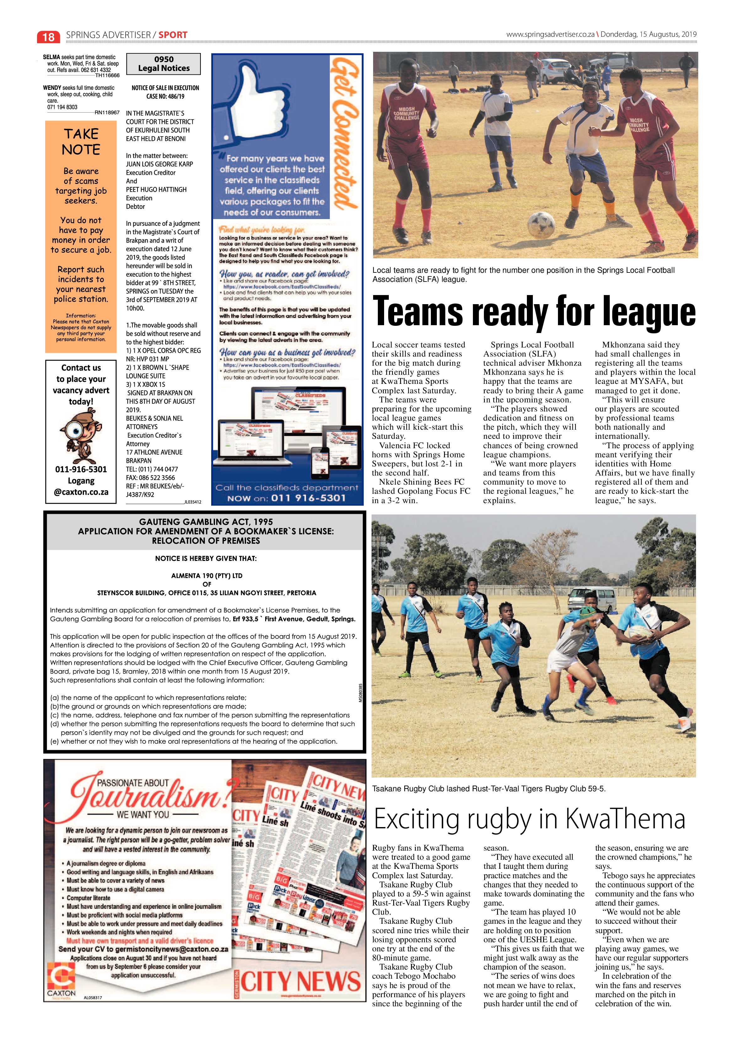 Springs Advertiser 15 August 2019 page 18
