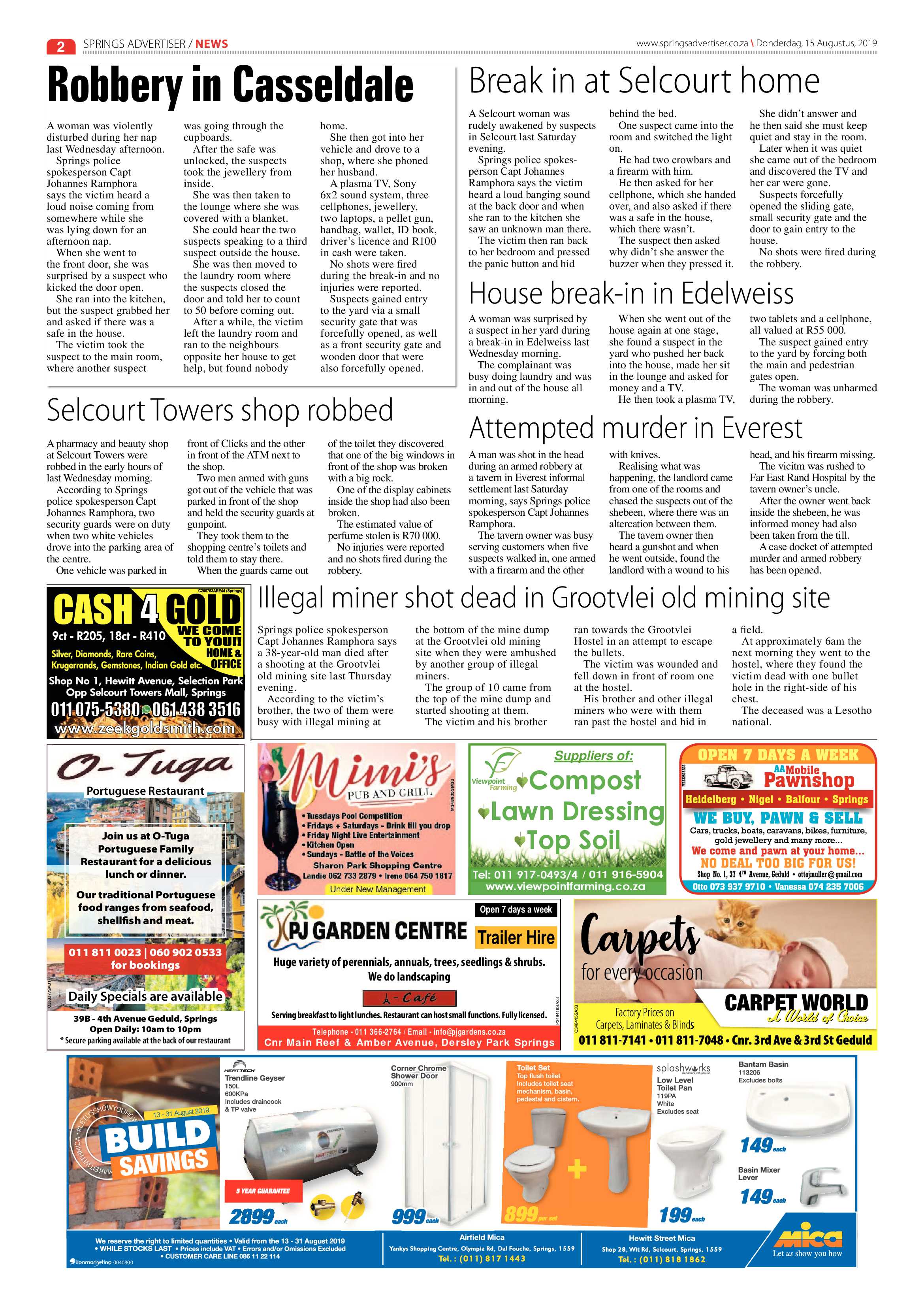 Springs Advertiser 15 August 2019 page 2