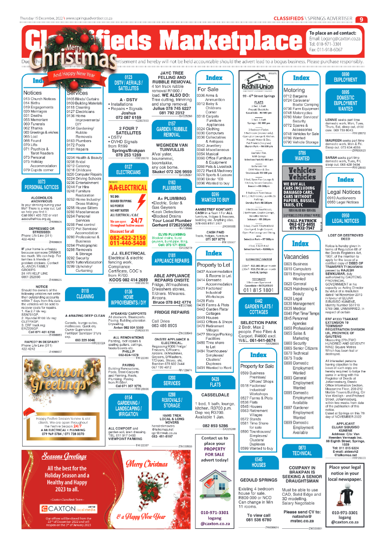 Springs Advertiser 15 Dec 2022 page 11