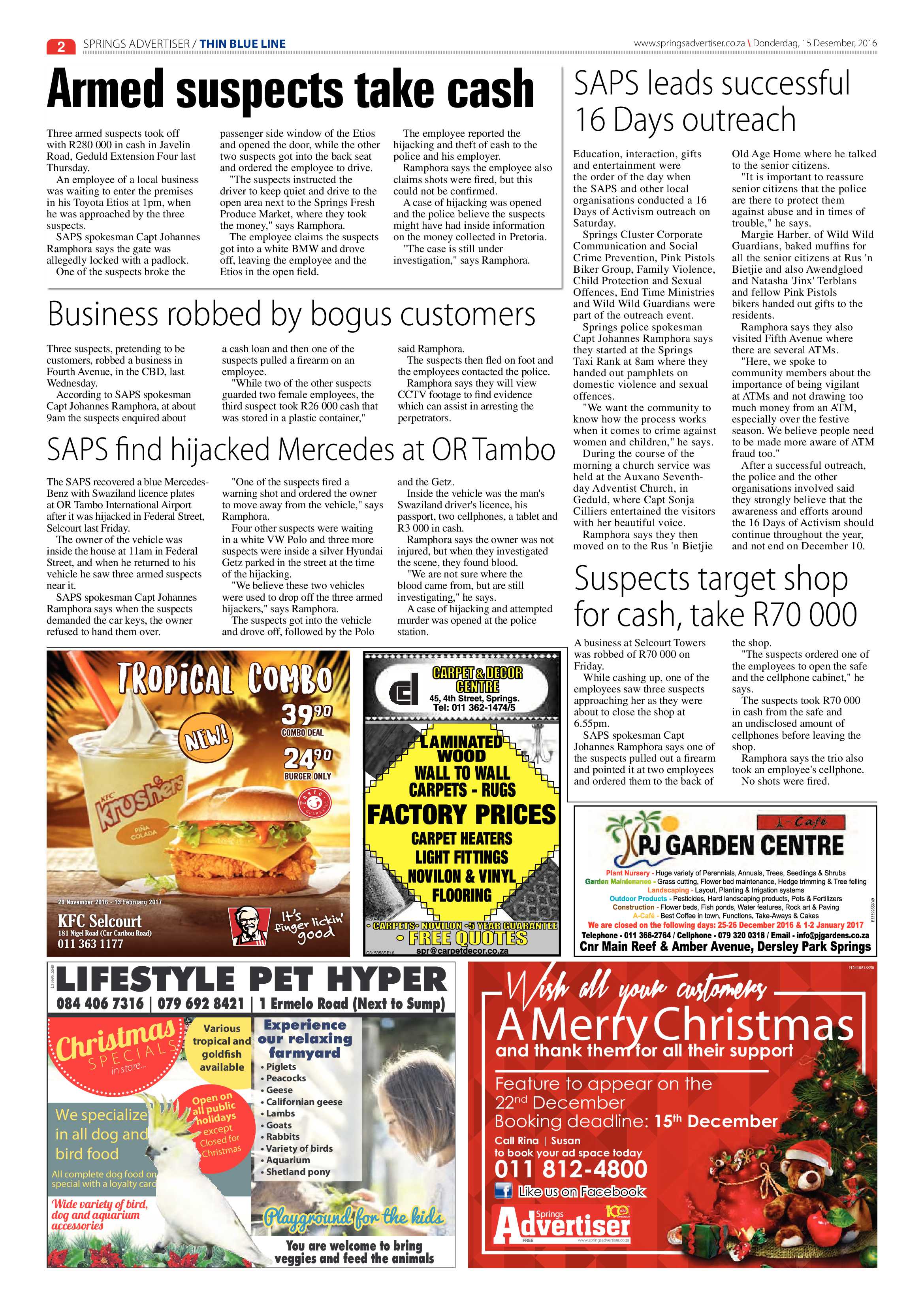 Springs Advertiser 15 December 2016 page 2