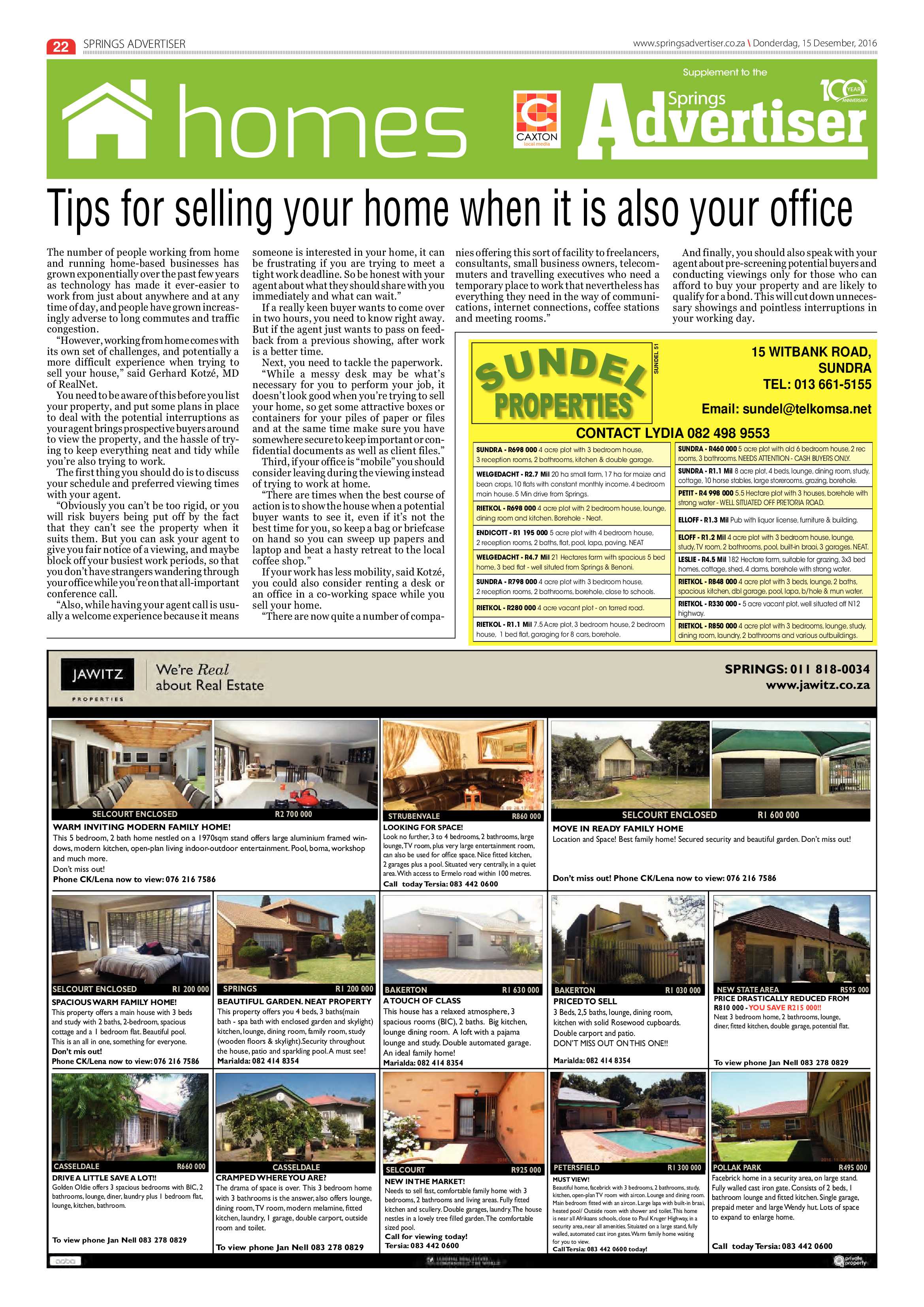 Springs Advertiser 15 December 2016 page 22