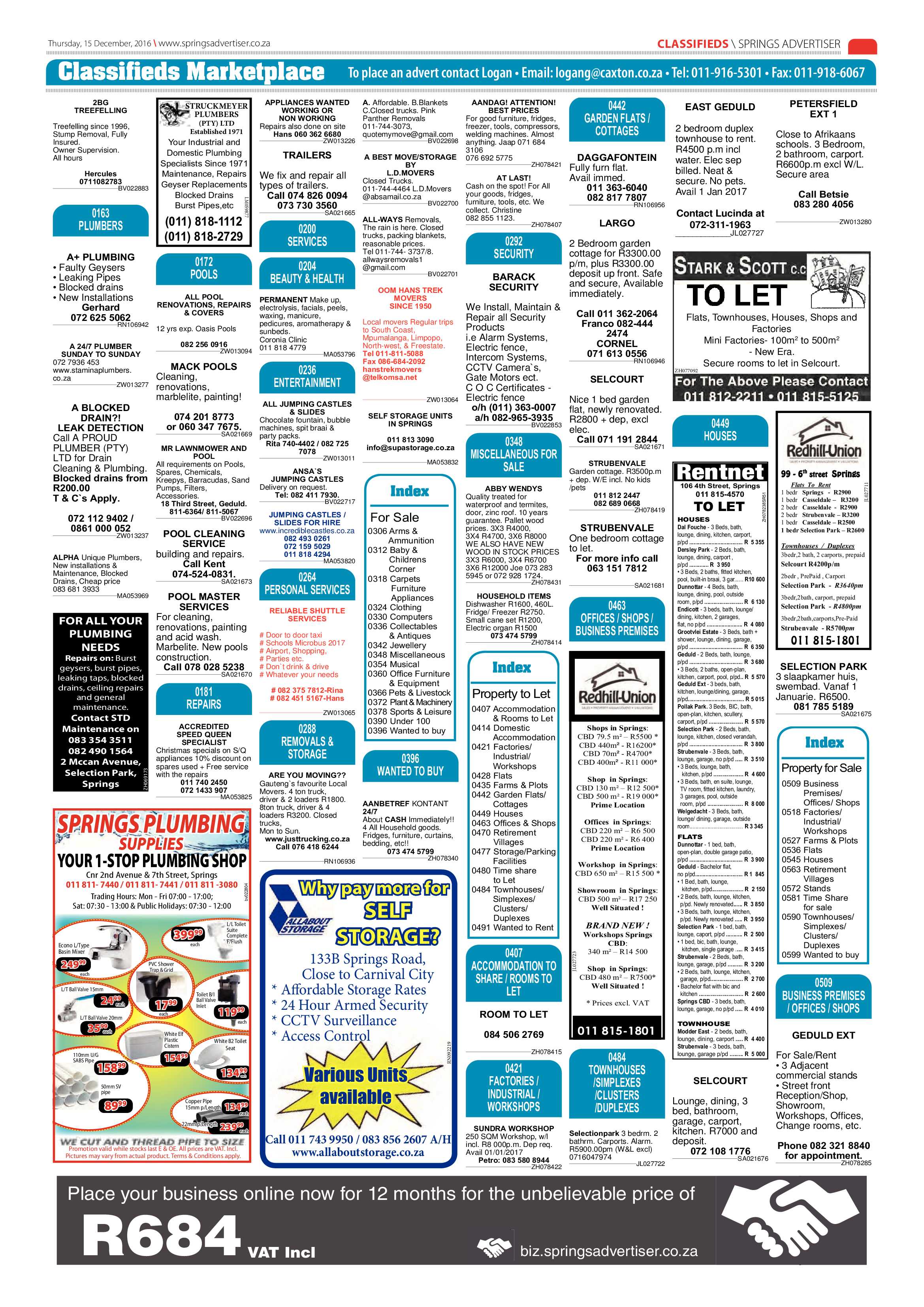 Springs Advertiser 15 December 2016 page 25