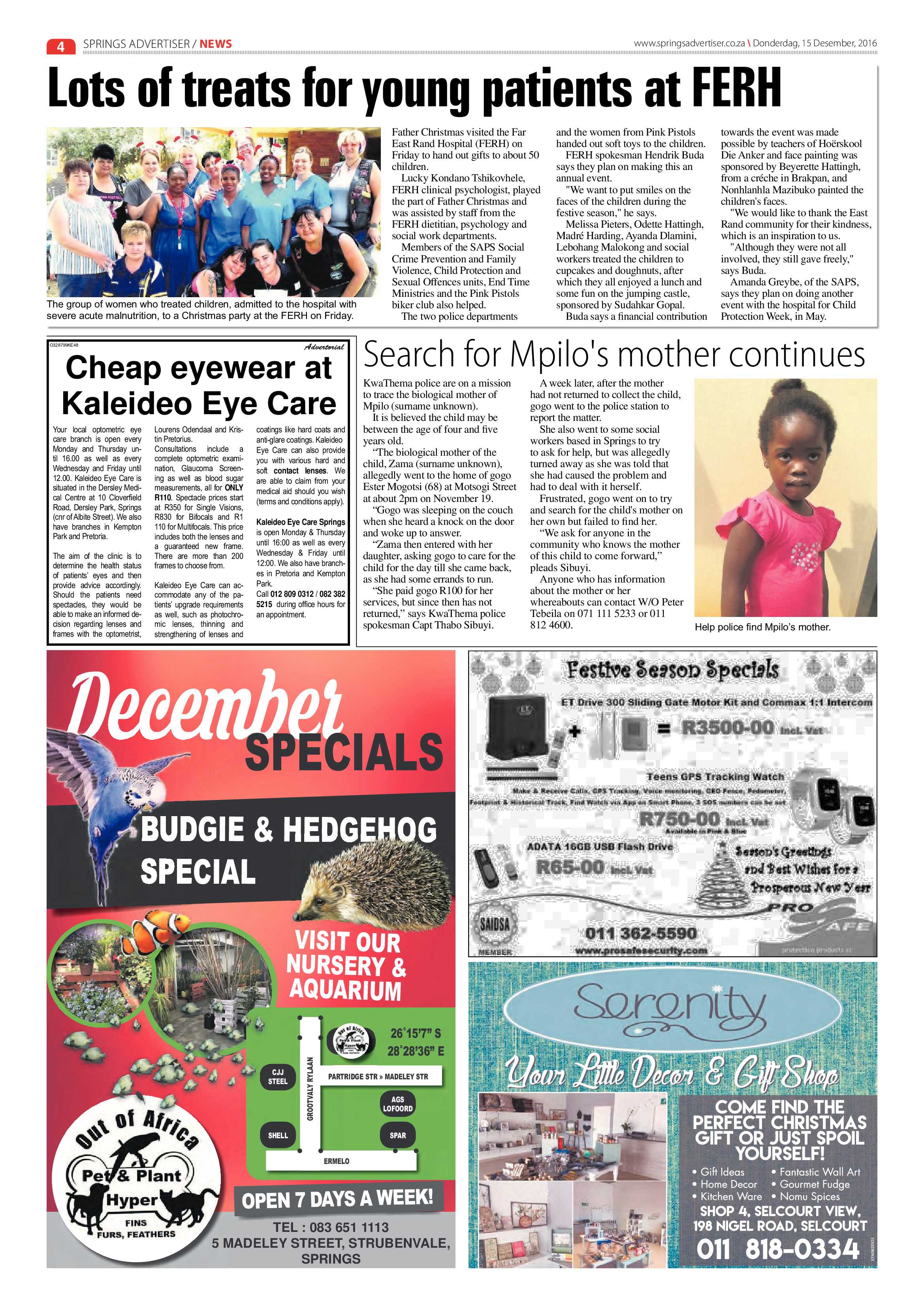 Springs Advertiser 15 December 2016 page 4