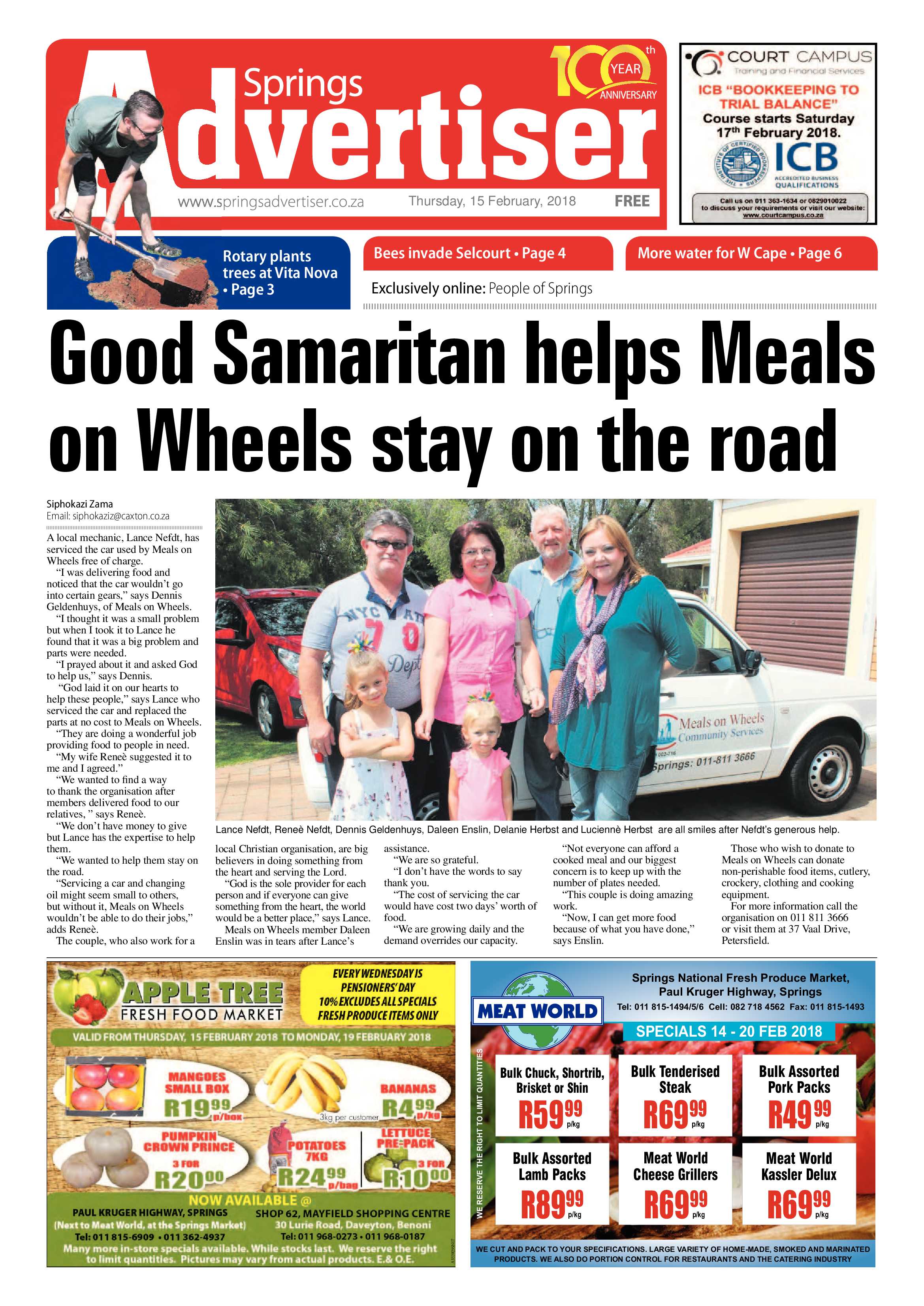 Springs Advertiser 15 February 2018 page 1