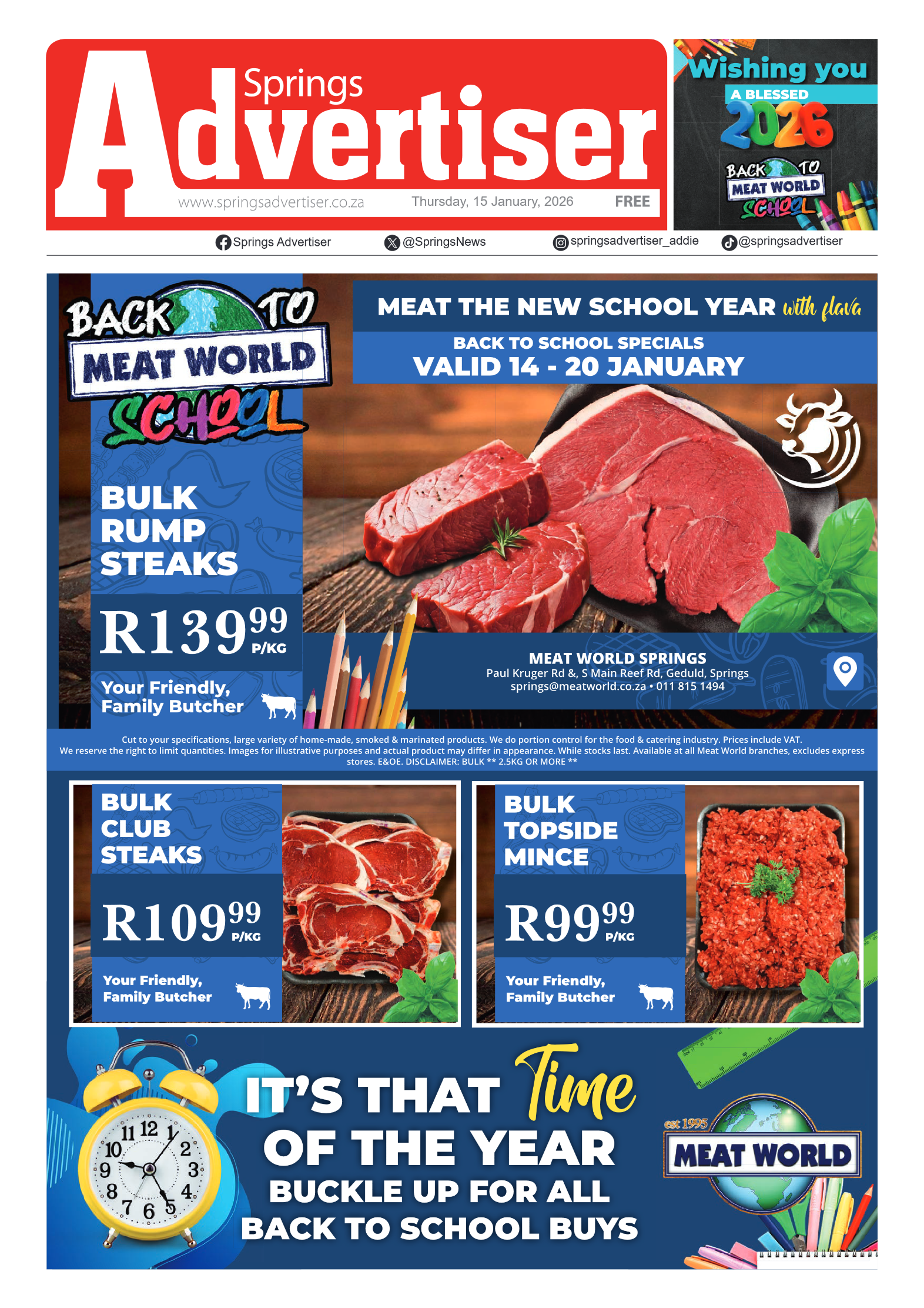 Springs Advertiser 15 January 2026 page 1