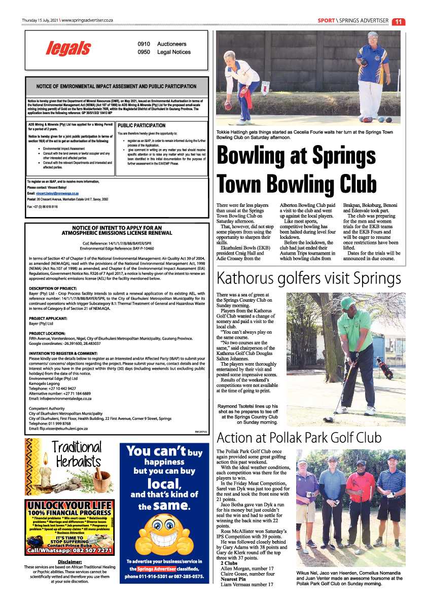Springs Advertiser 15 July 2021 page 11