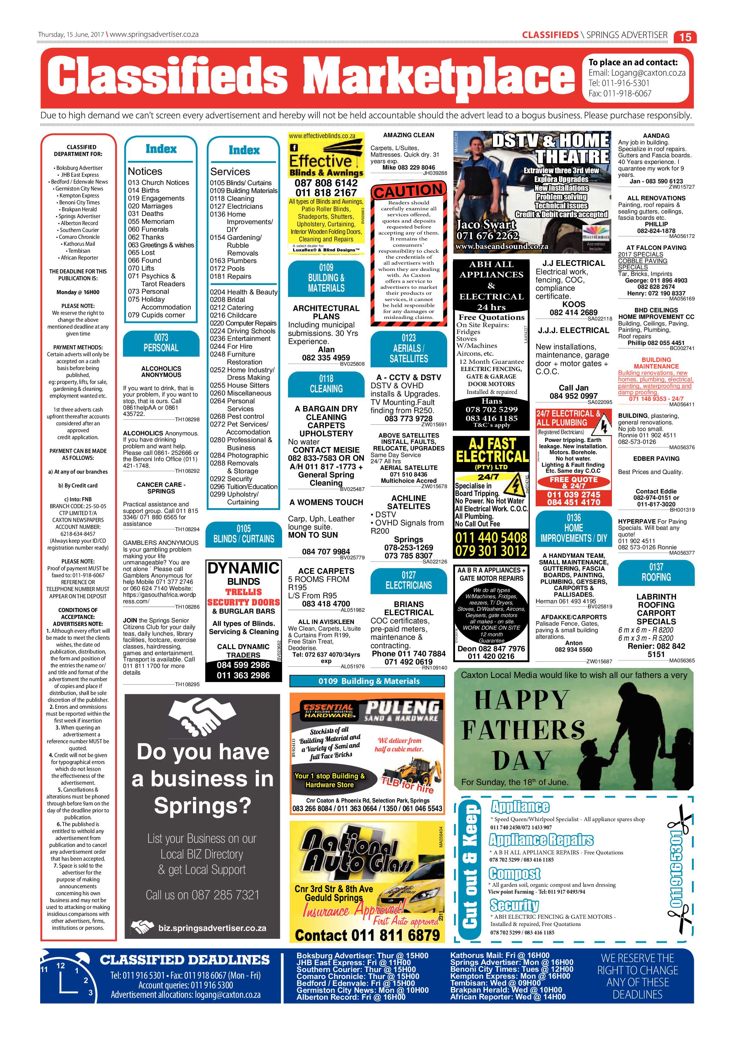 Springs Advertiser 15 June 2017 page 15