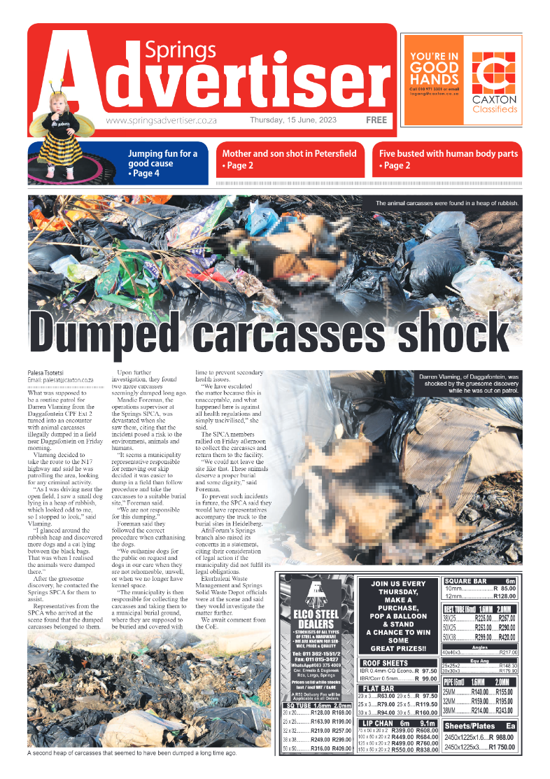 Springs Advertiser 15 June 2023 page 1
