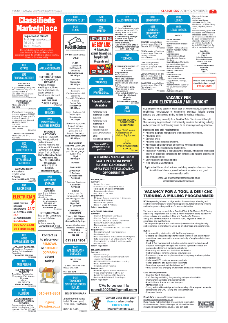 Springs Advertiser 15 June 2023 page 7