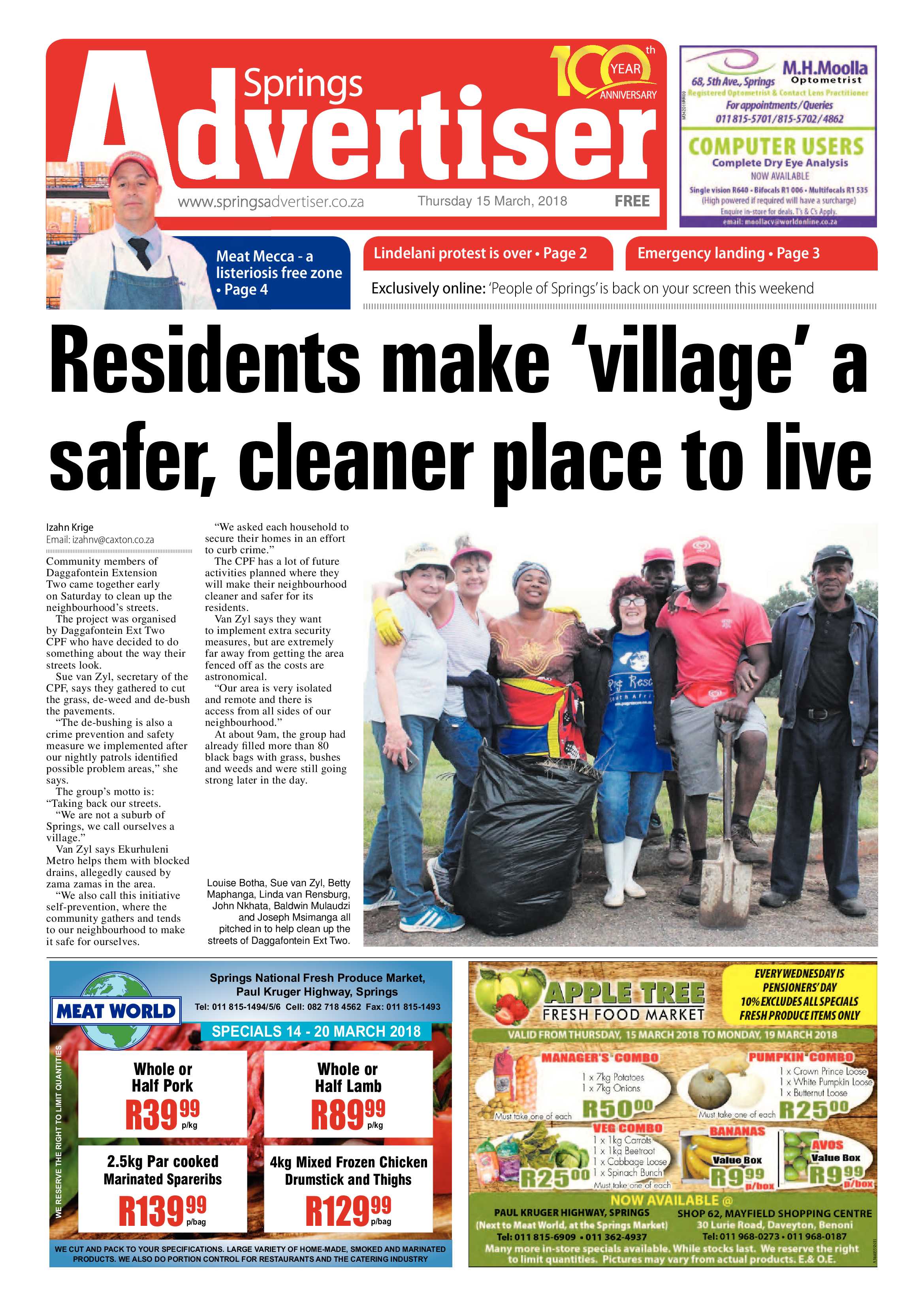 Springs Advertiser 15 March 2018 page 1