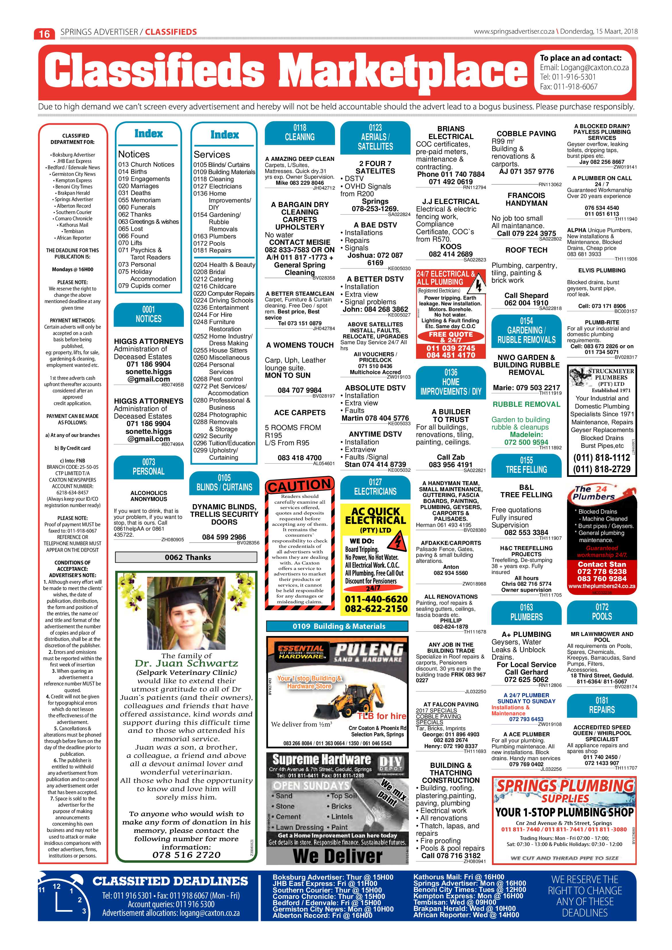 Springs Advertiser 15 March 2018 page 16