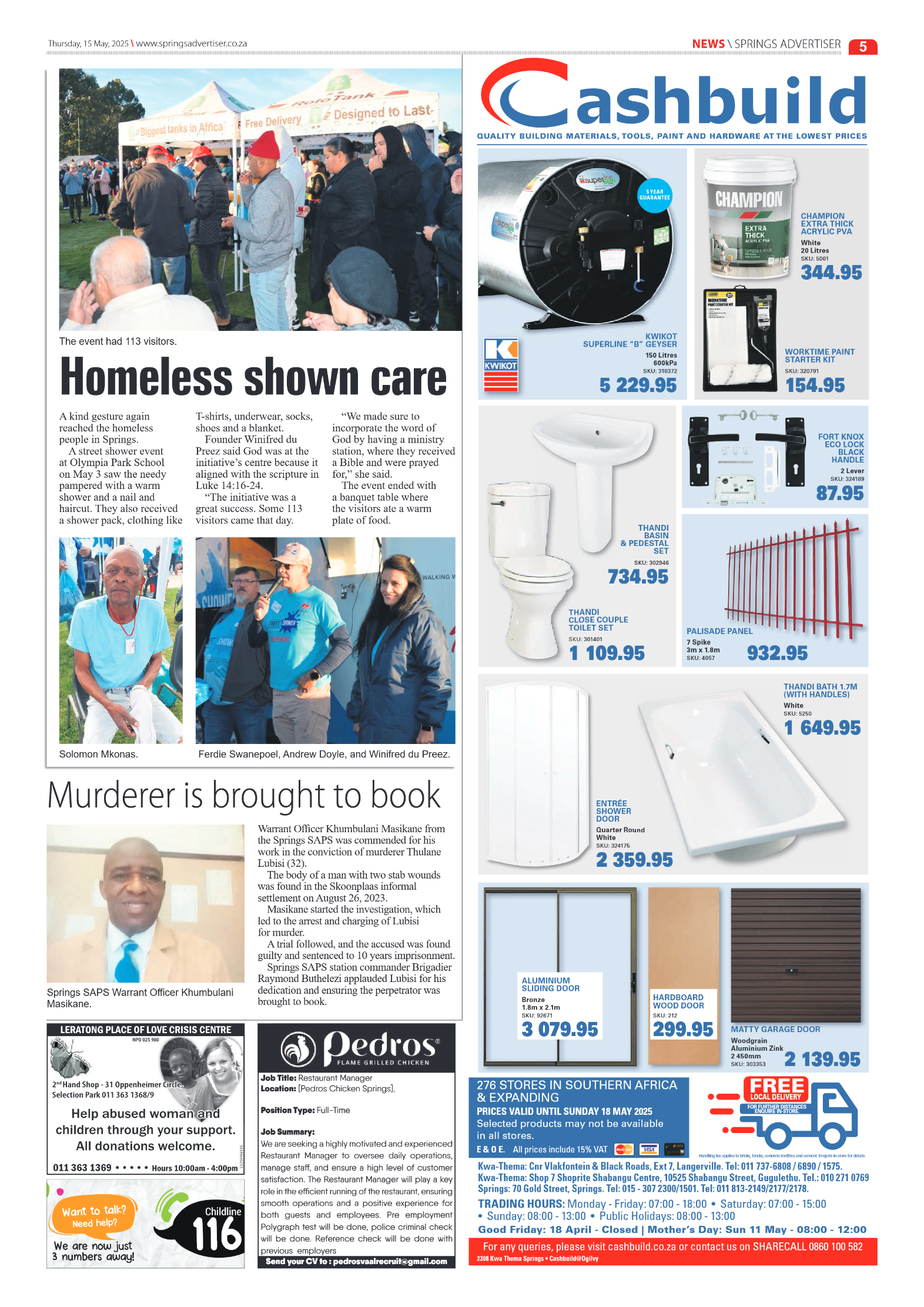 Springs Advertiser 15 May 2025 page 7