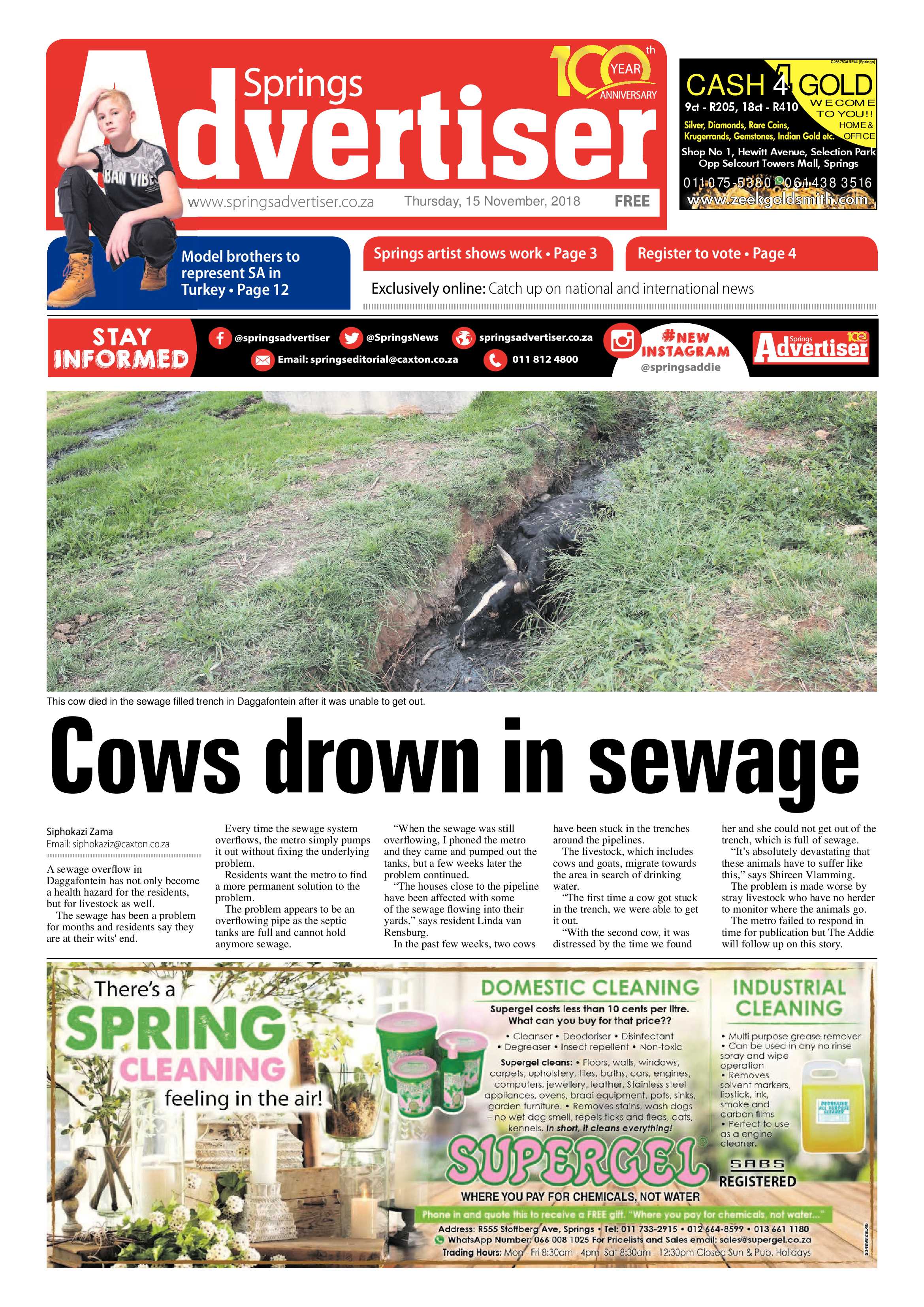 Springs Advertiser 15 November 2018 page 1