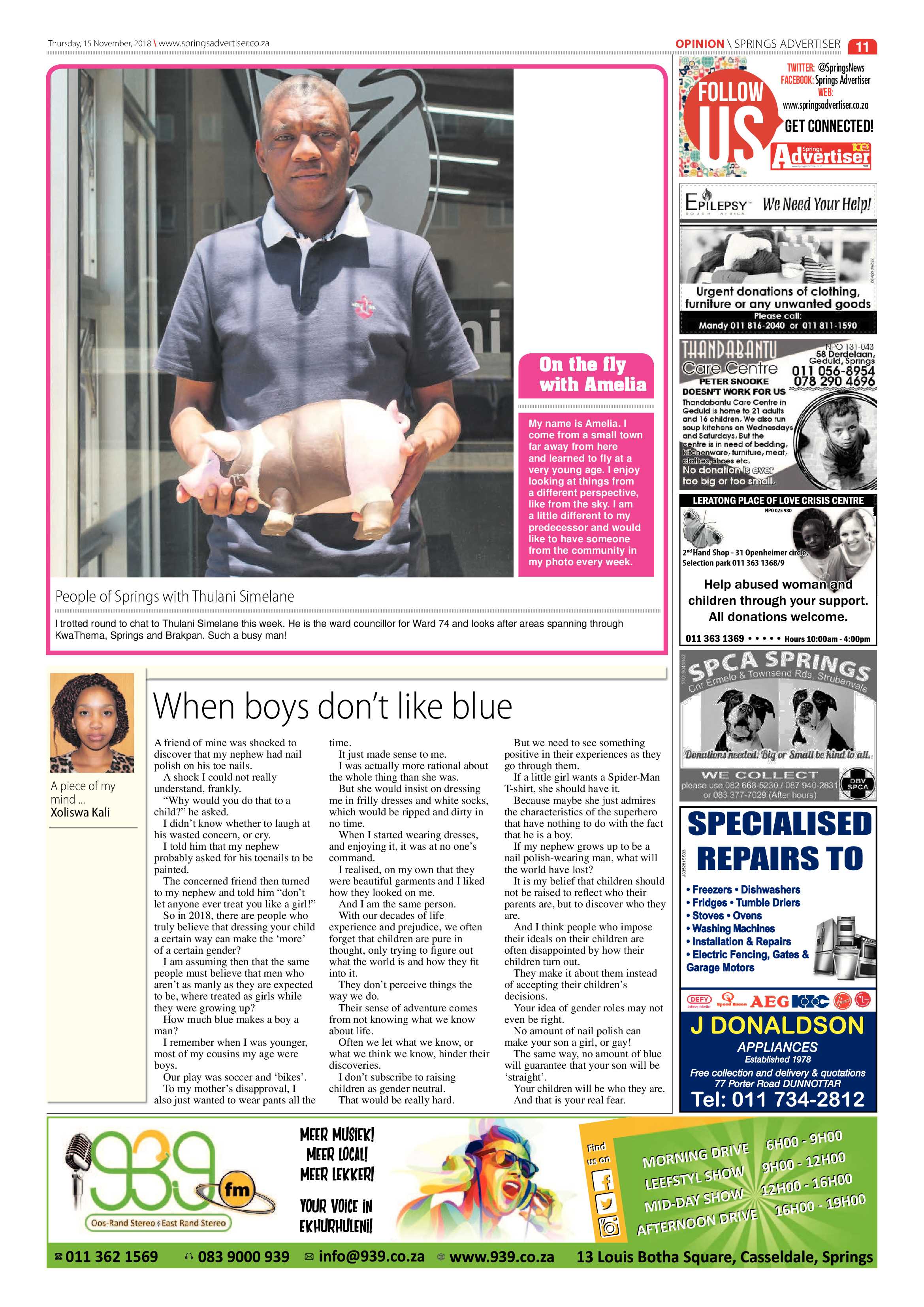 Springs Advertiser 15 November 2018 page 11