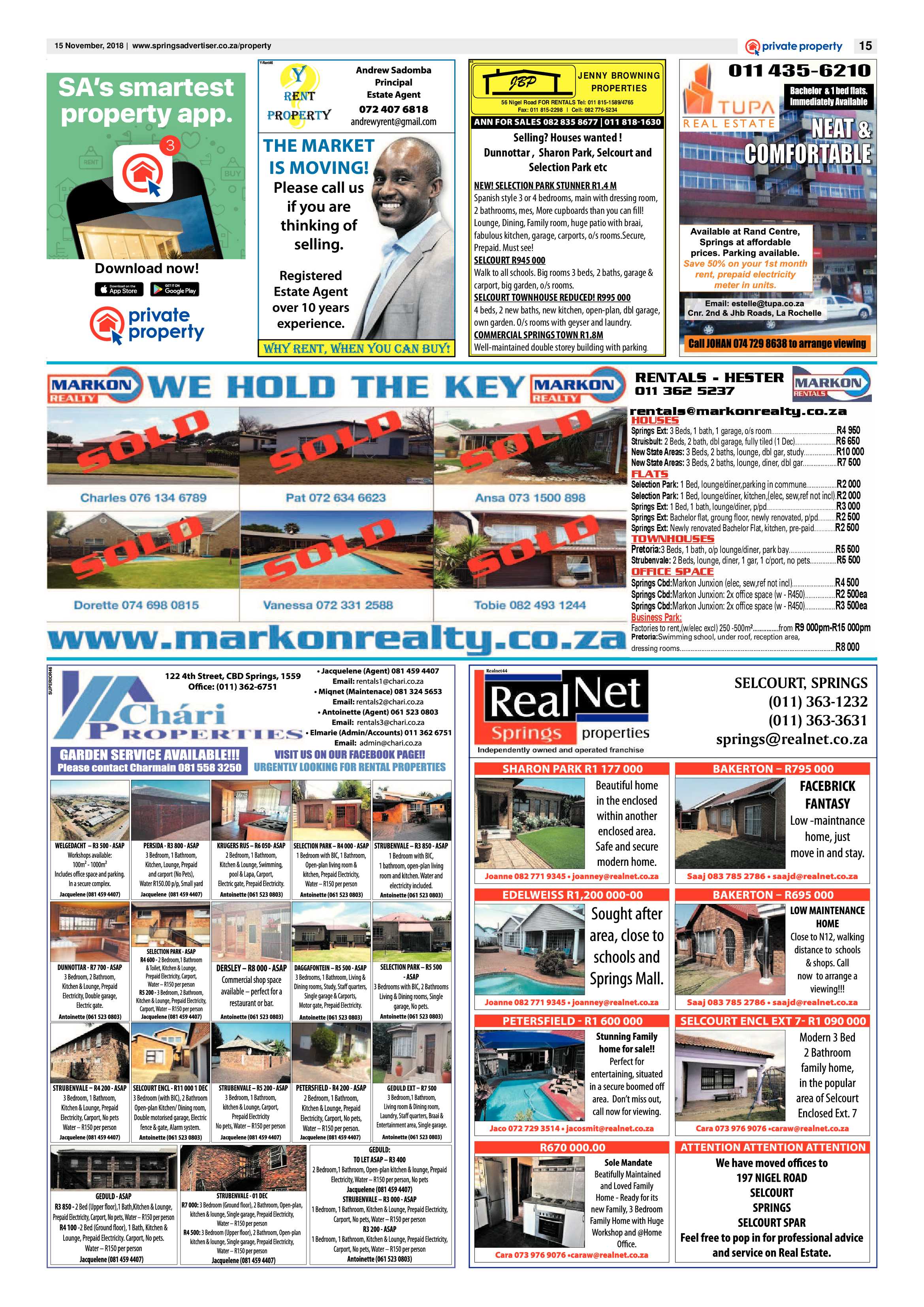Springs Advertiser 15 November 2018 page 15