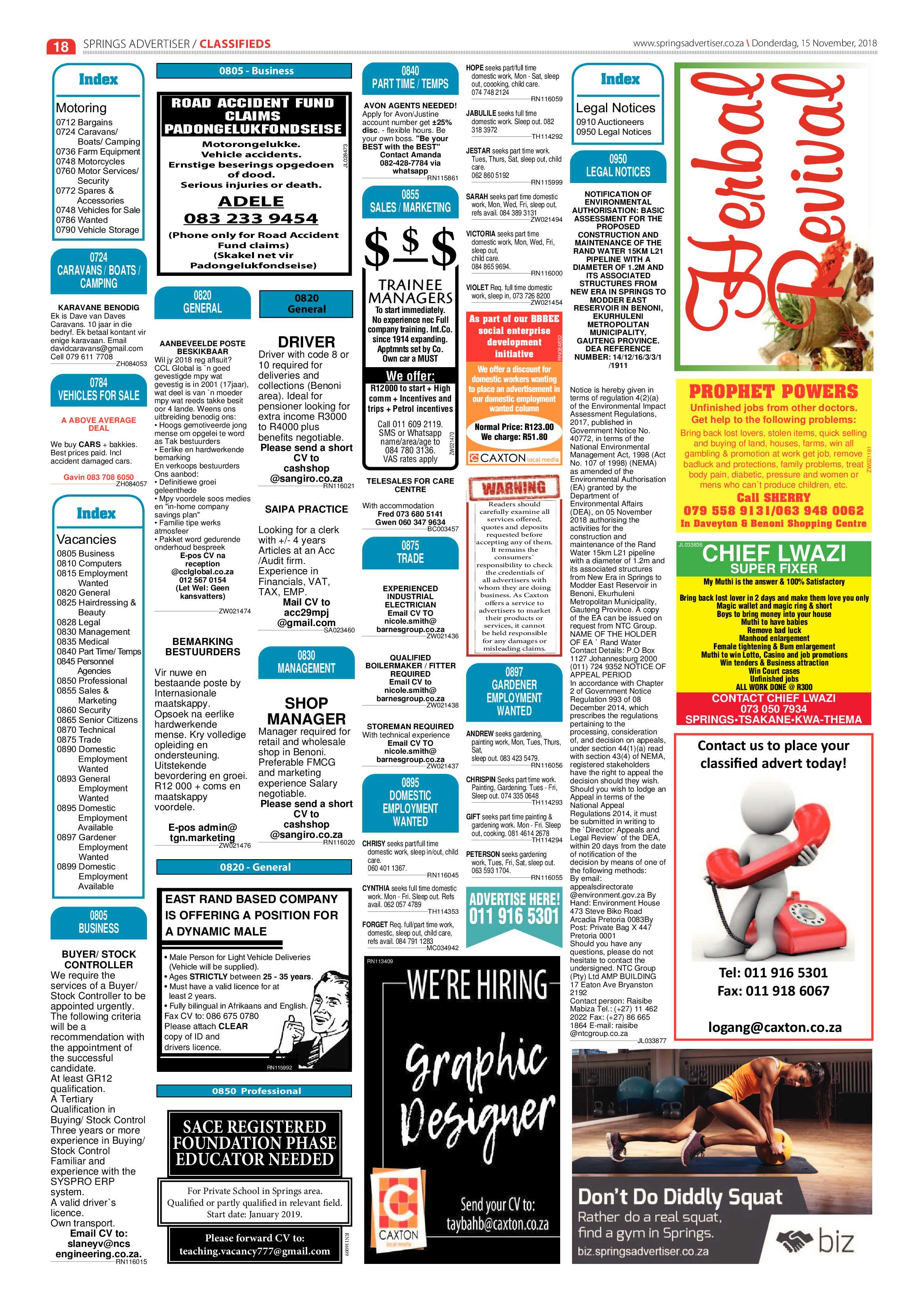Springs Advertiser 15 November 2018 page 18