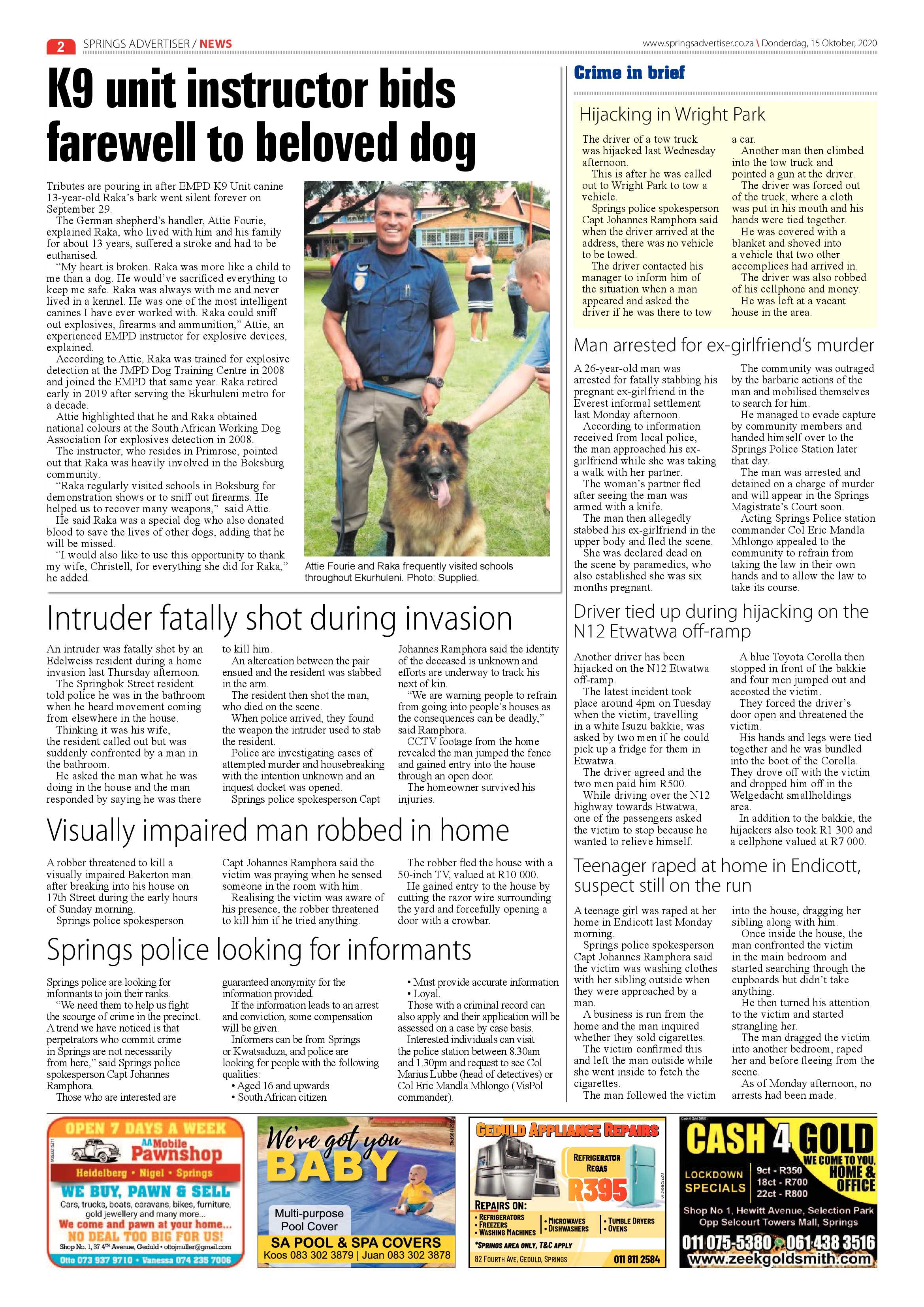 Springs Advertiser 15 October 2020 page 2