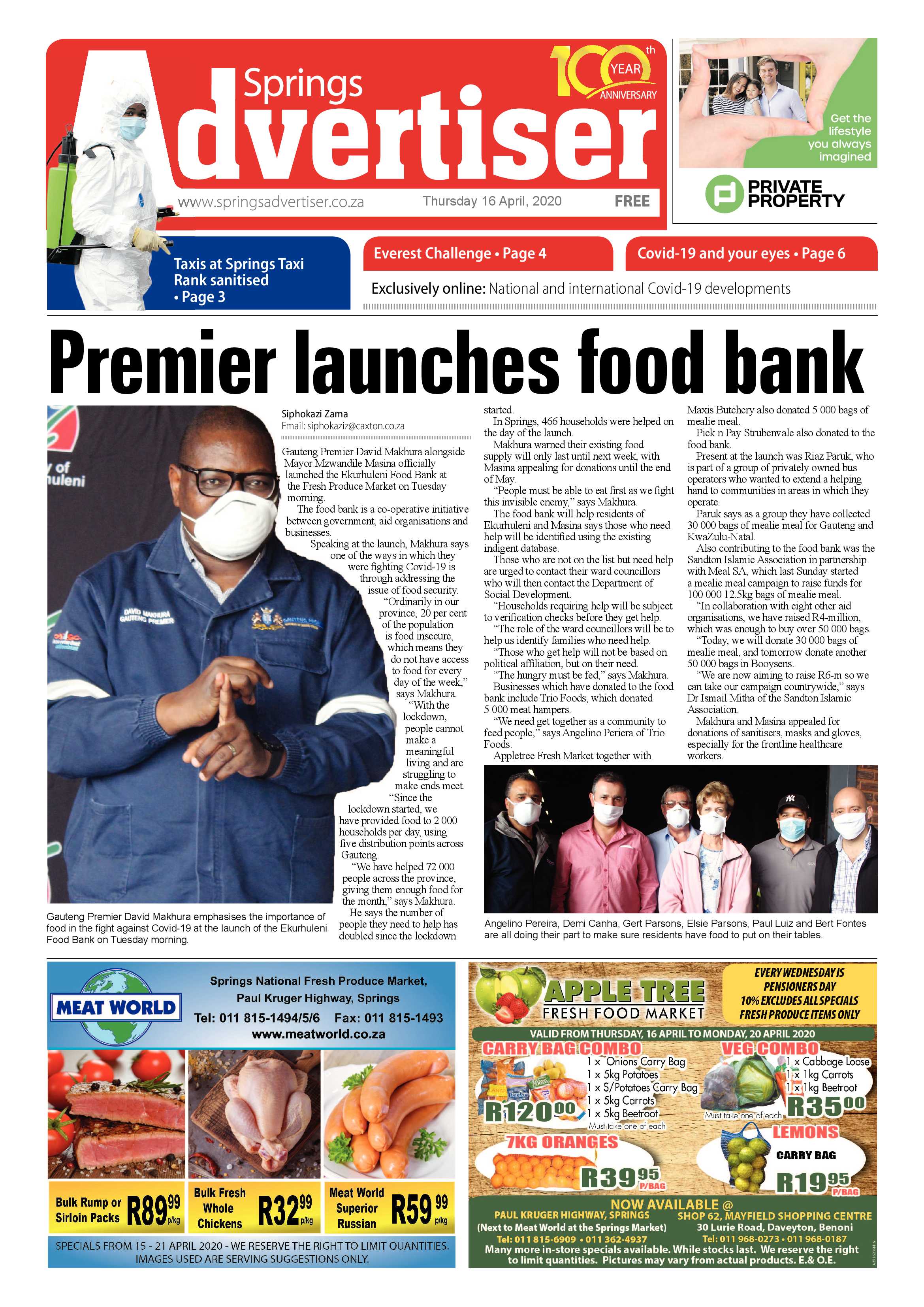 Springs Advertiser 9 April 2020 page 1