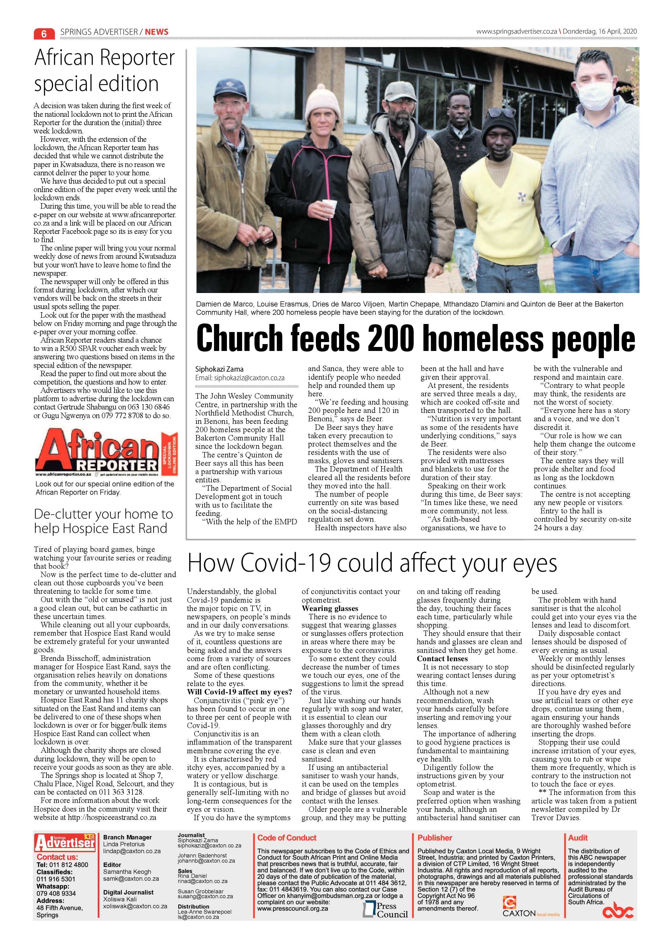 Springs Advertiser 9 April 2020 page 6