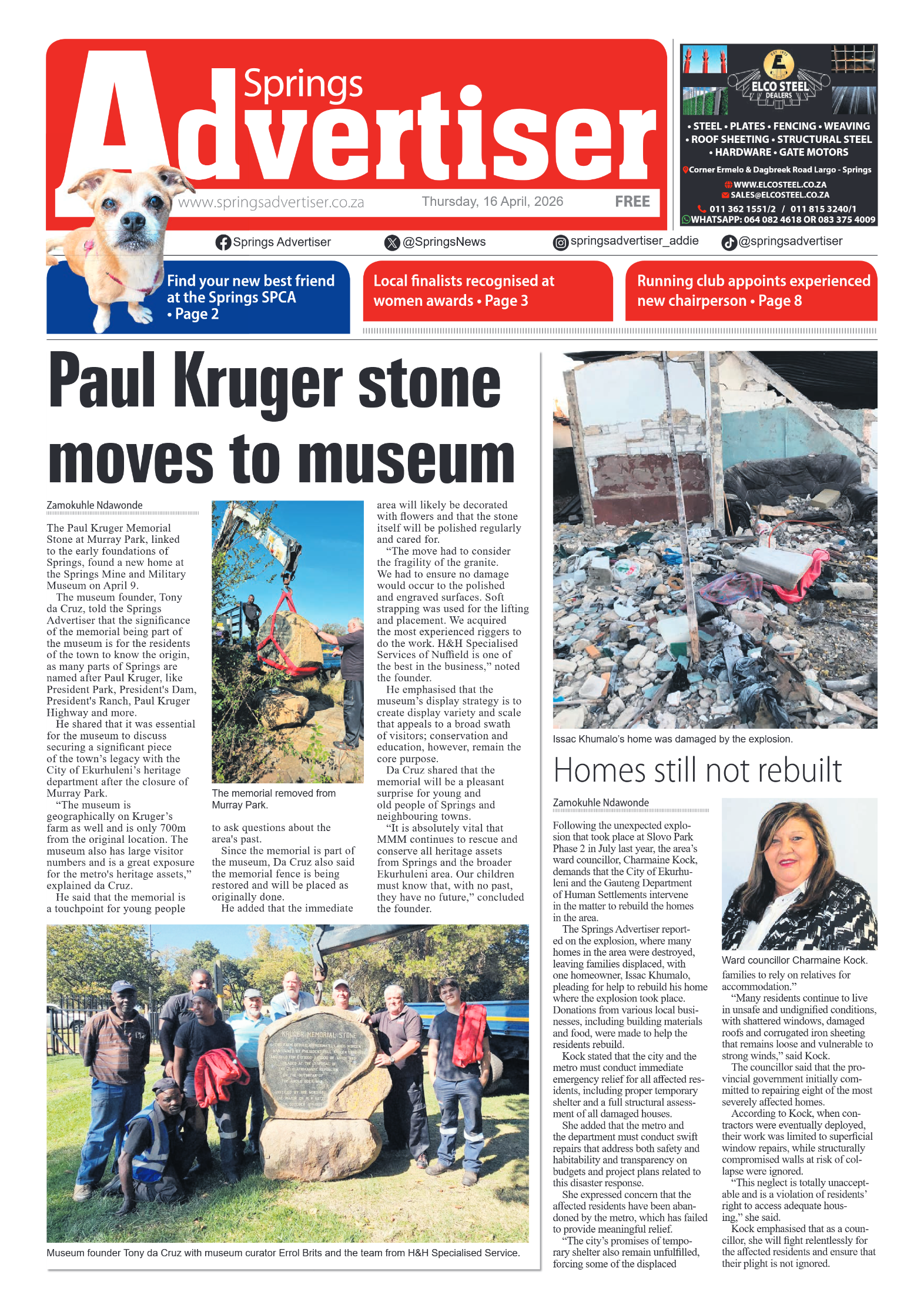 Springs Advertiser 16 April 2026 page 1