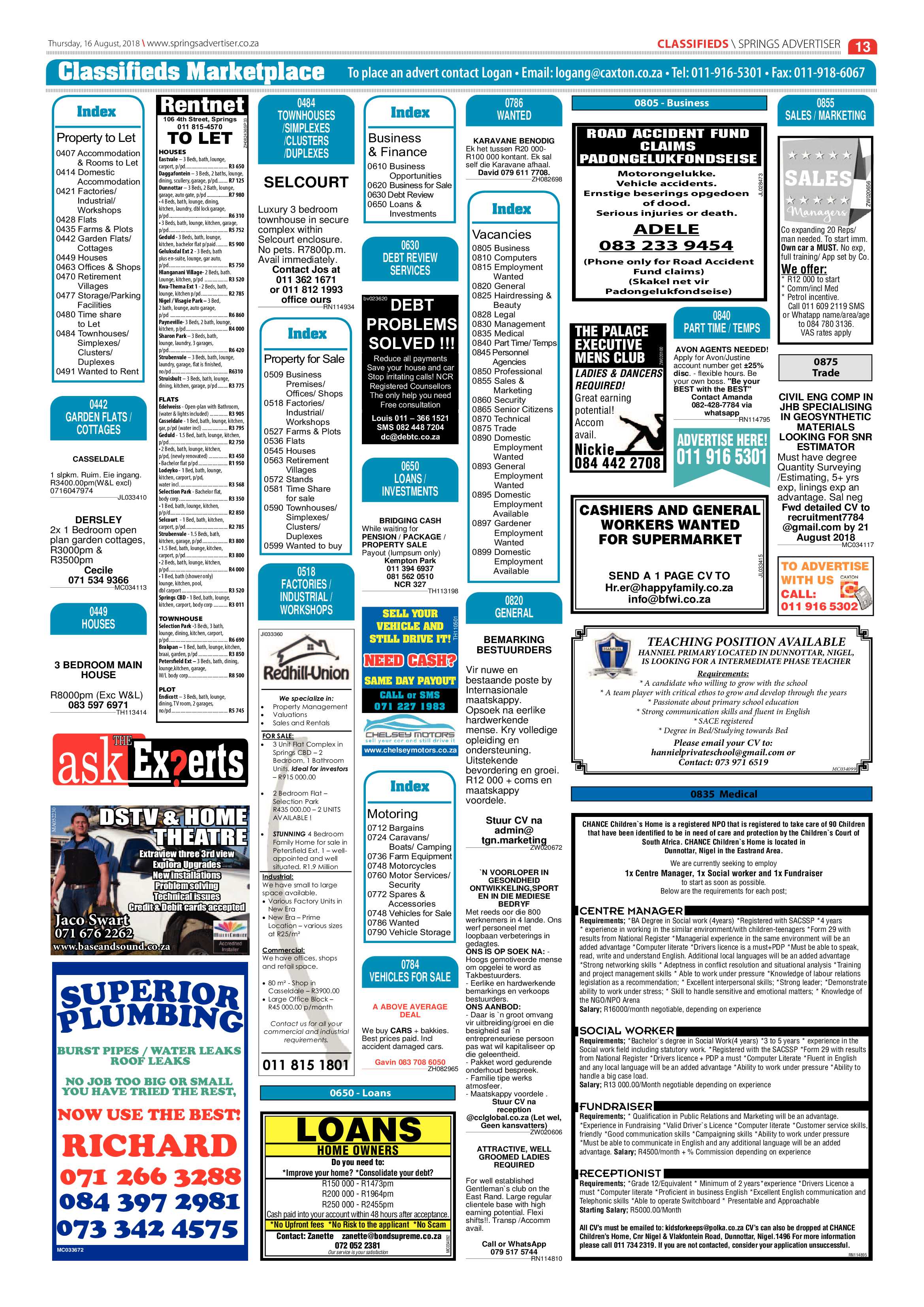Springs Advertiser 16 August 2018 page 13