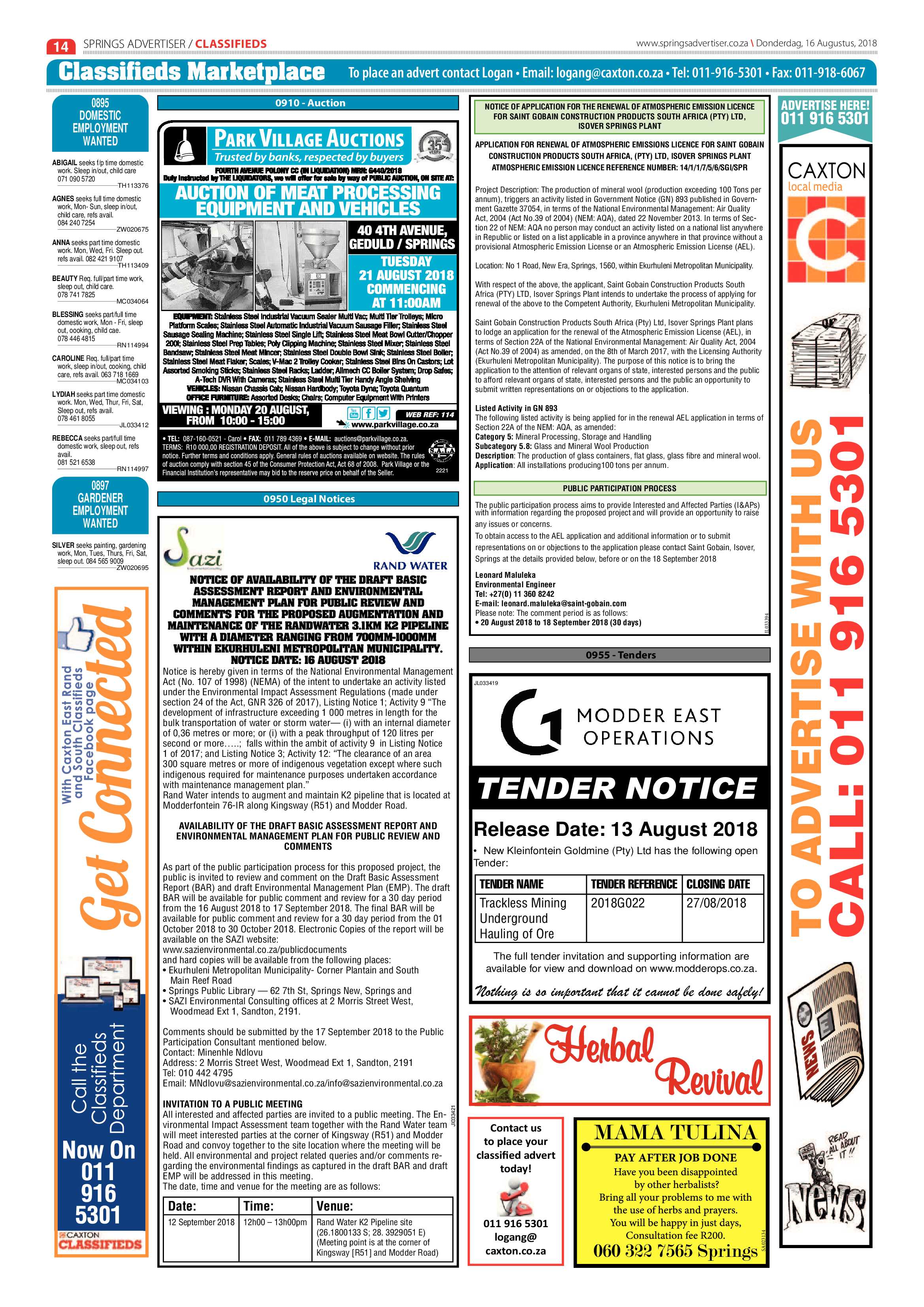 Springs Advertiser 16 August 2018 page 14