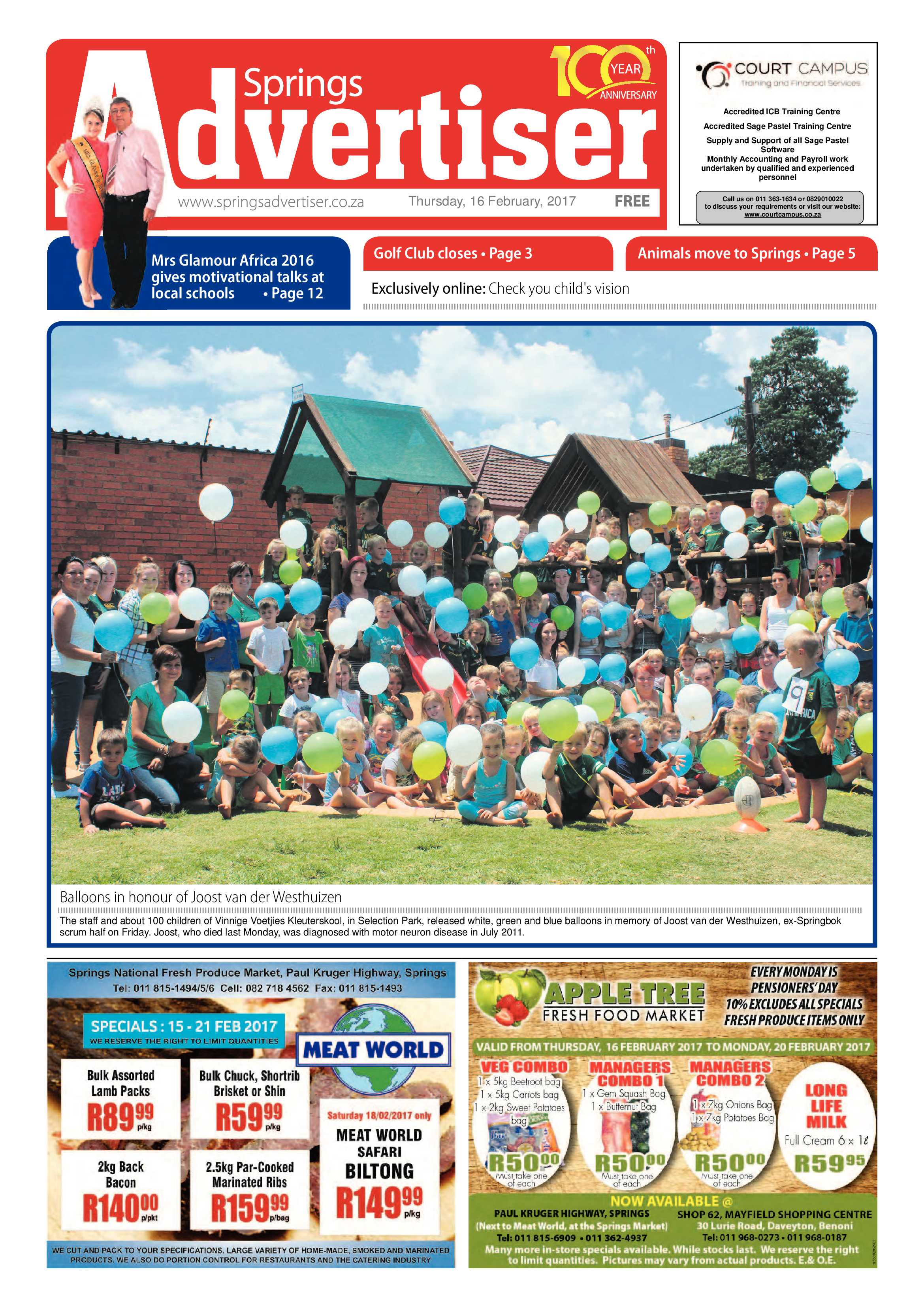 Springs Advertiser 16 February 2017 page 1