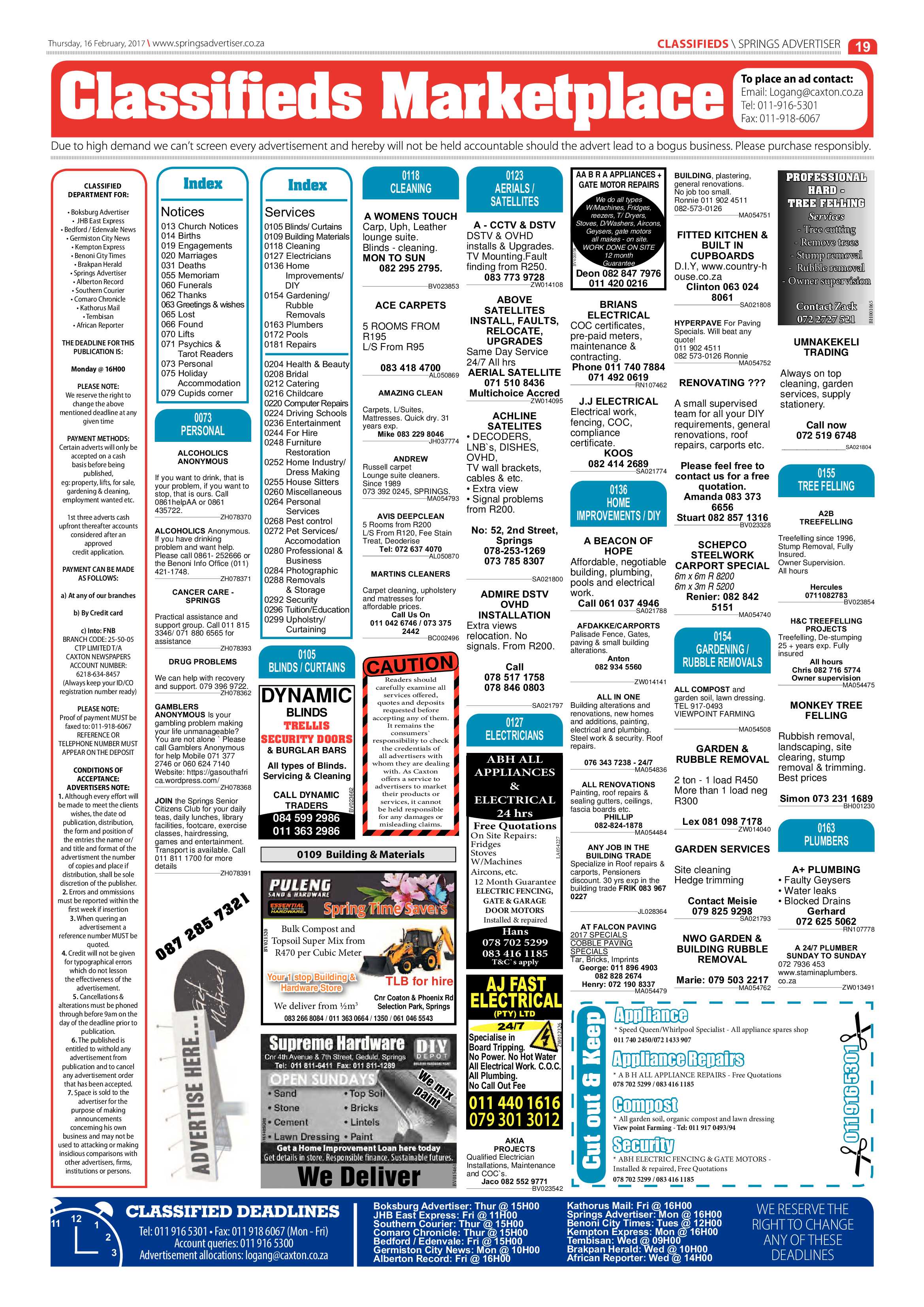 Springs Advertiser 16 February 2017 page 19