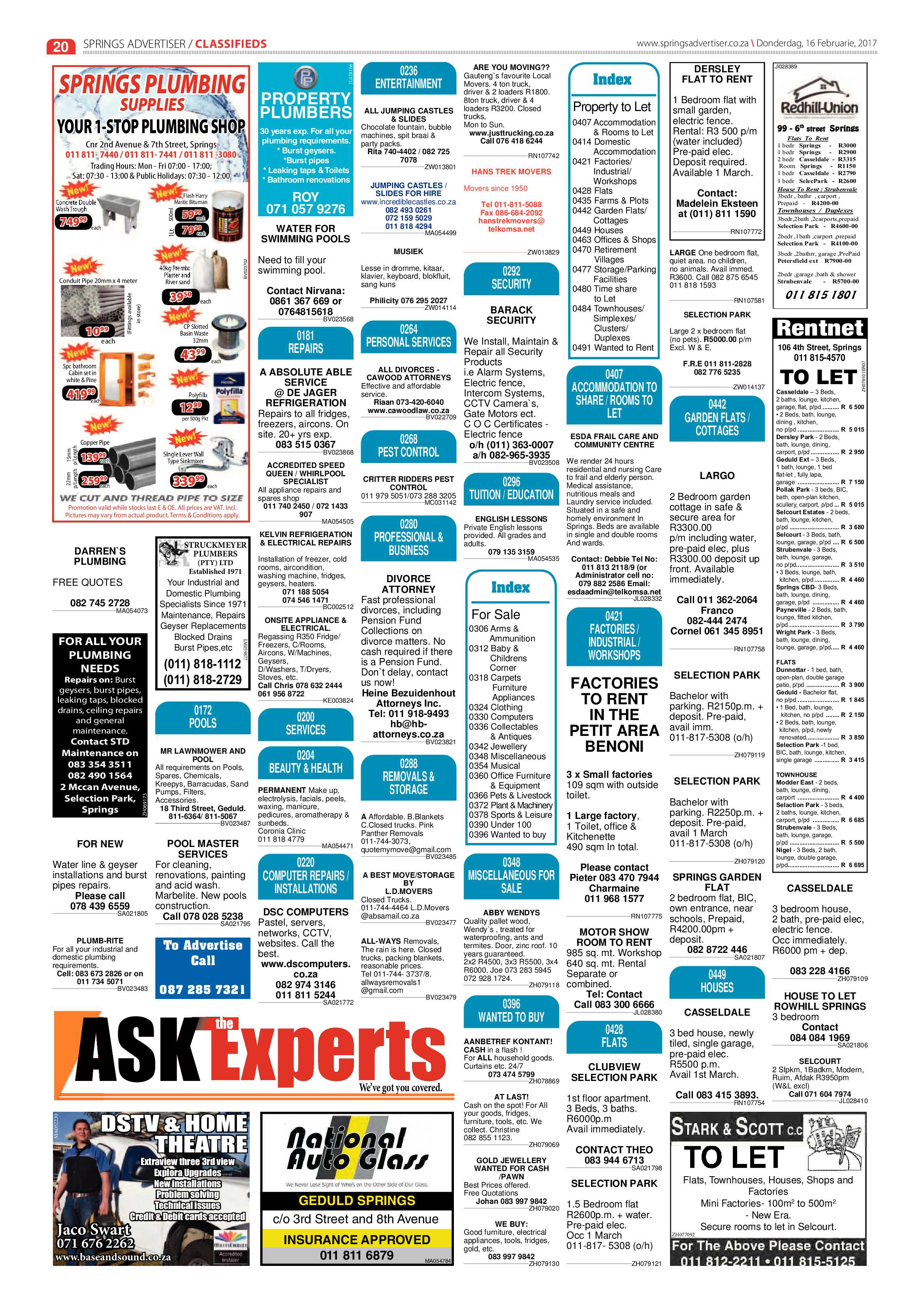 Springs Advertiser 16 February 2017 page 20