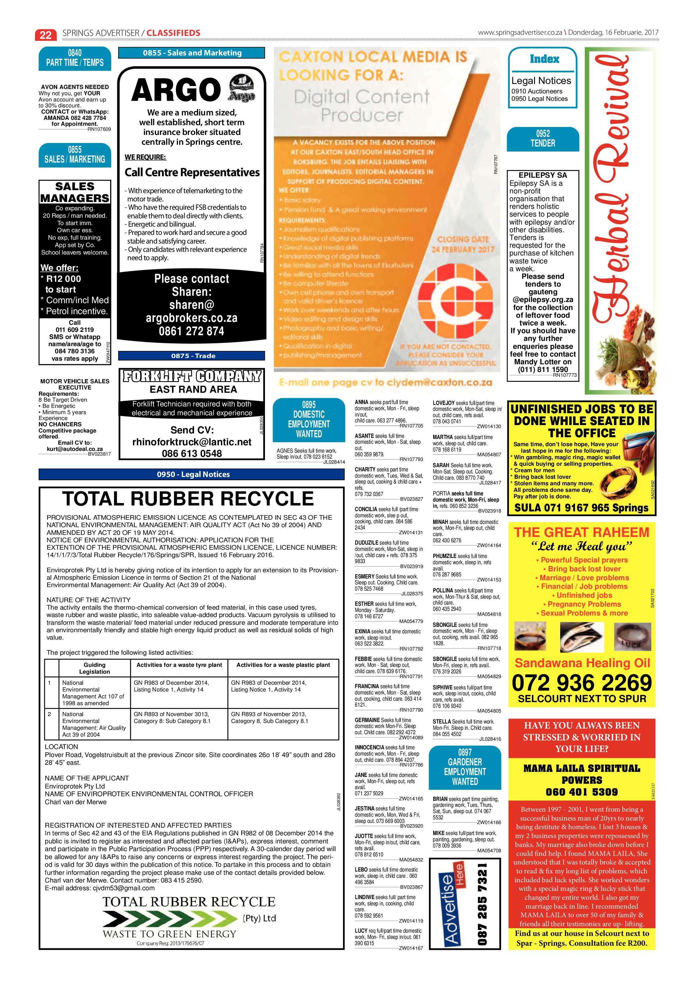 Springs Advertiser 16 February 2017 page 22