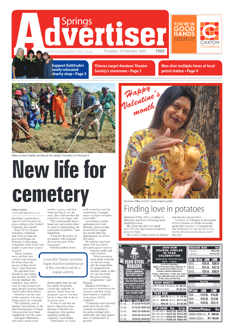 Springs Advertiser 16 February 2023 page 1
