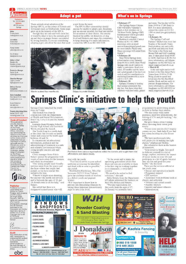 Springs Advertiser 16 February 2023 page 2