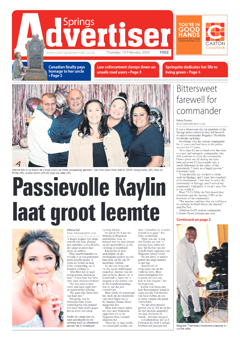 Springs Advertiser 16 February 2024 page 1