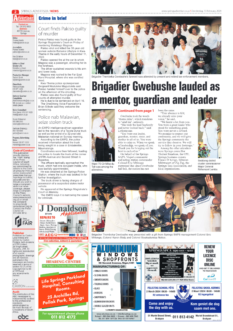 Springs Advertiser 16 February 2024 page 2