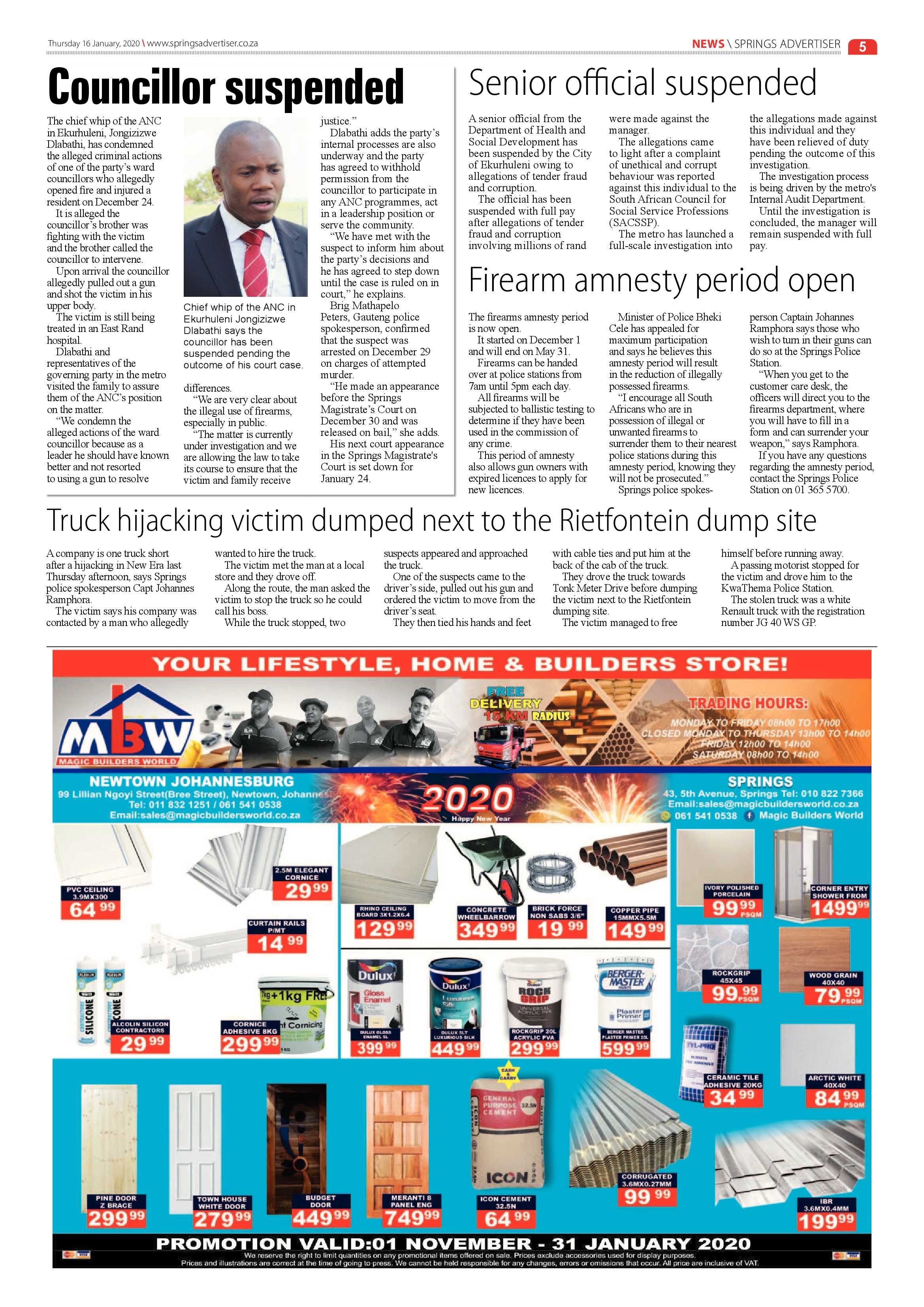 Springs Advertiser 16 January 2020 page 5