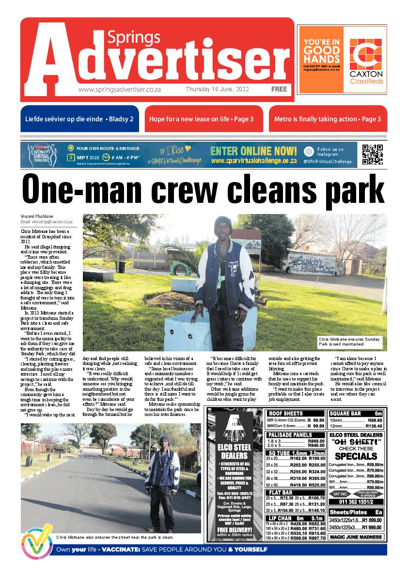 Springs Advertiser 16 June 2022 page 1