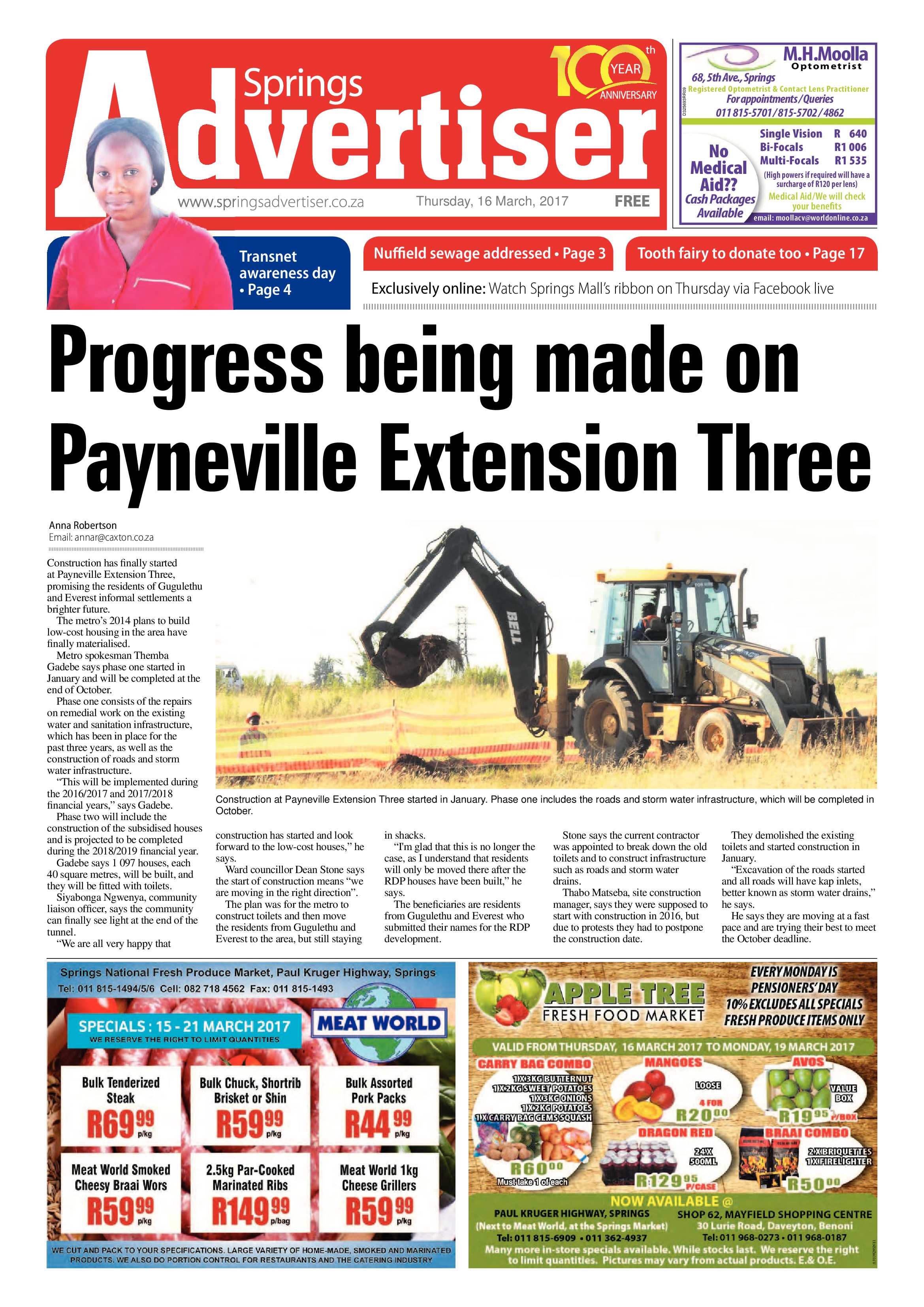 Springs Advertiser 16 March 2017 page 1