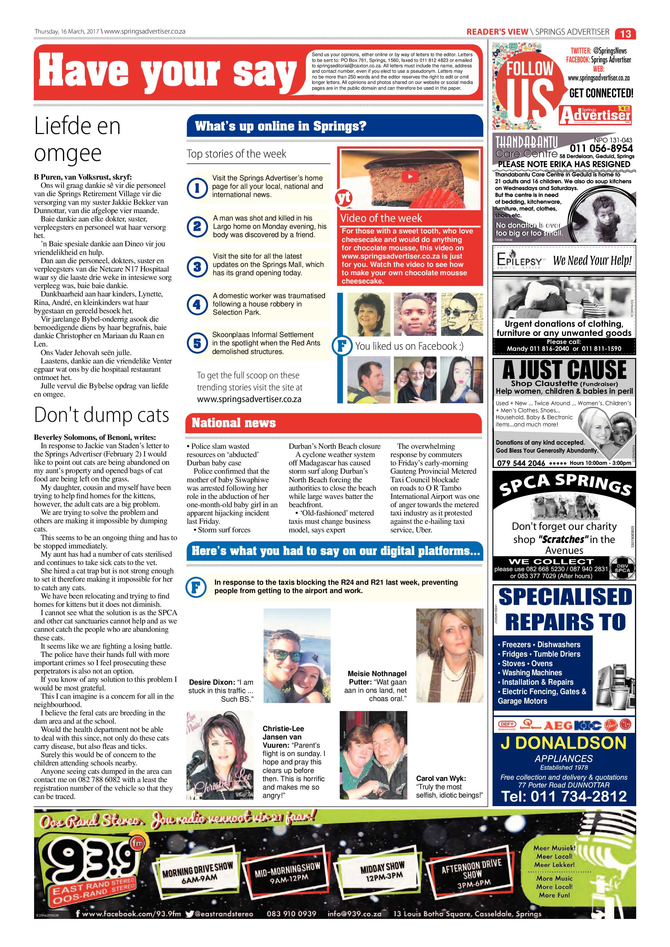 Springs Advertiser 16 March 2017 page 13