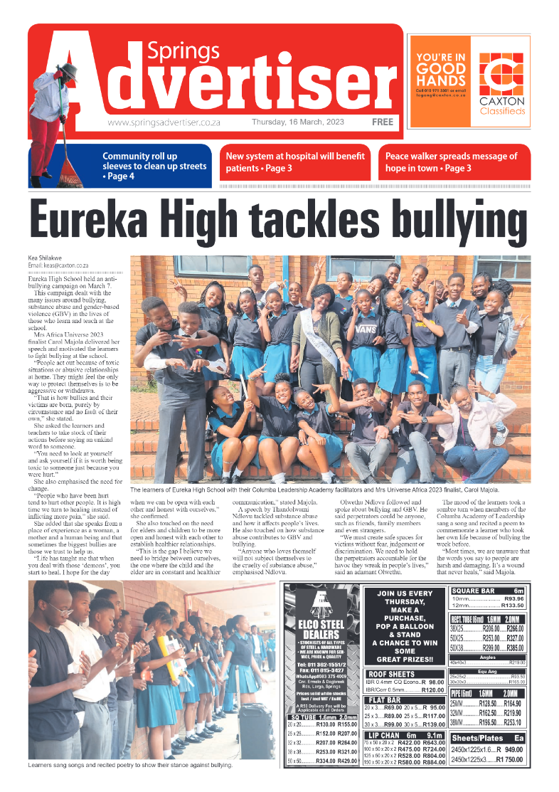 Springs Advertiser 16 March 2023 page 1