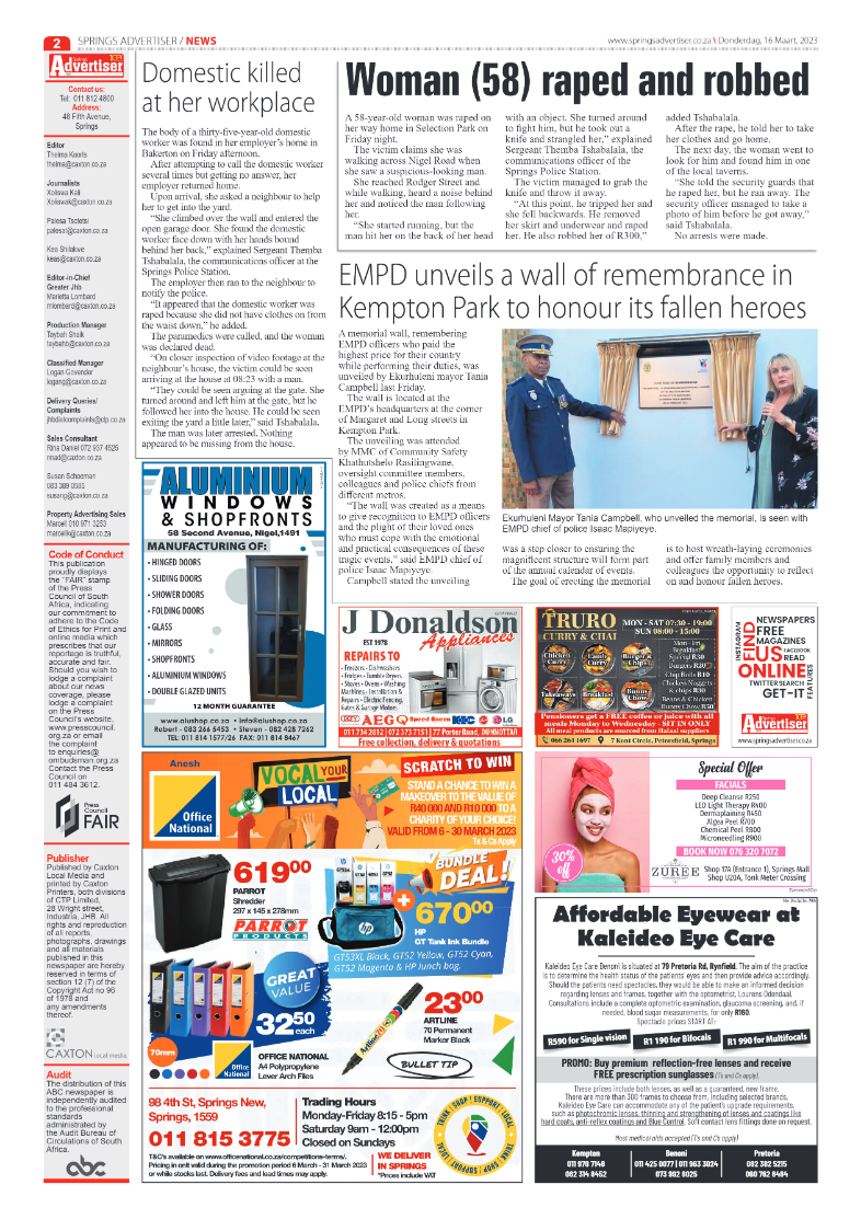Springs Advertiser 16 March 2023 page 2