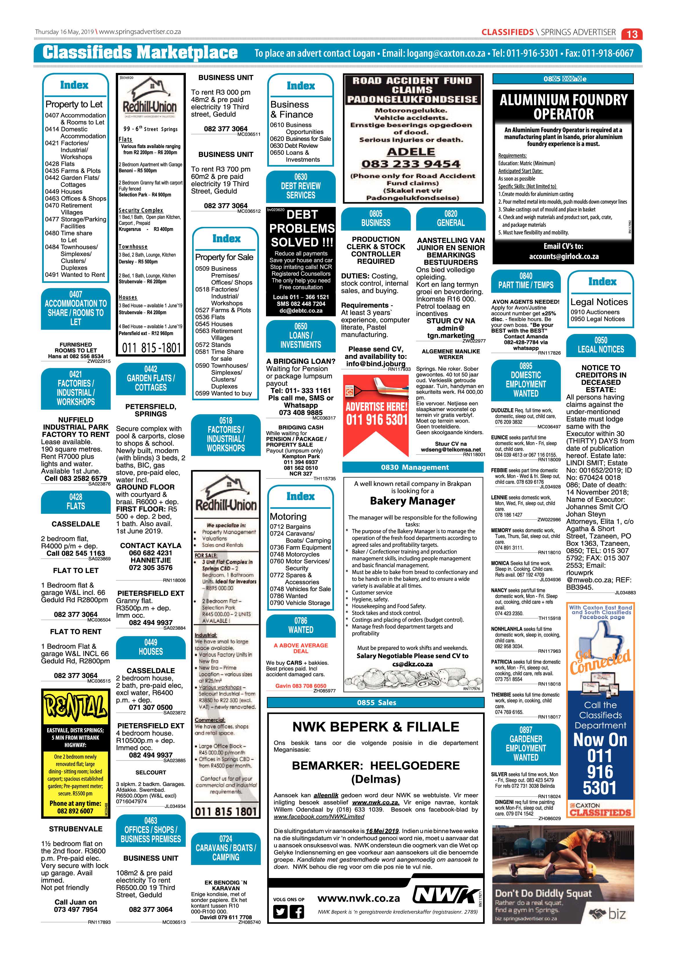 Springs Advertiser 16 May 2019 page 13