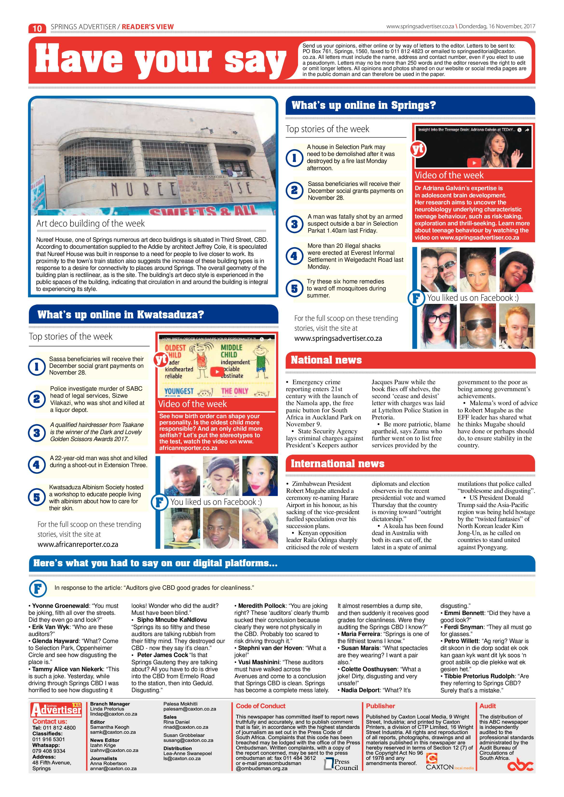 Springs Advertiser 16 November 2017 page 10