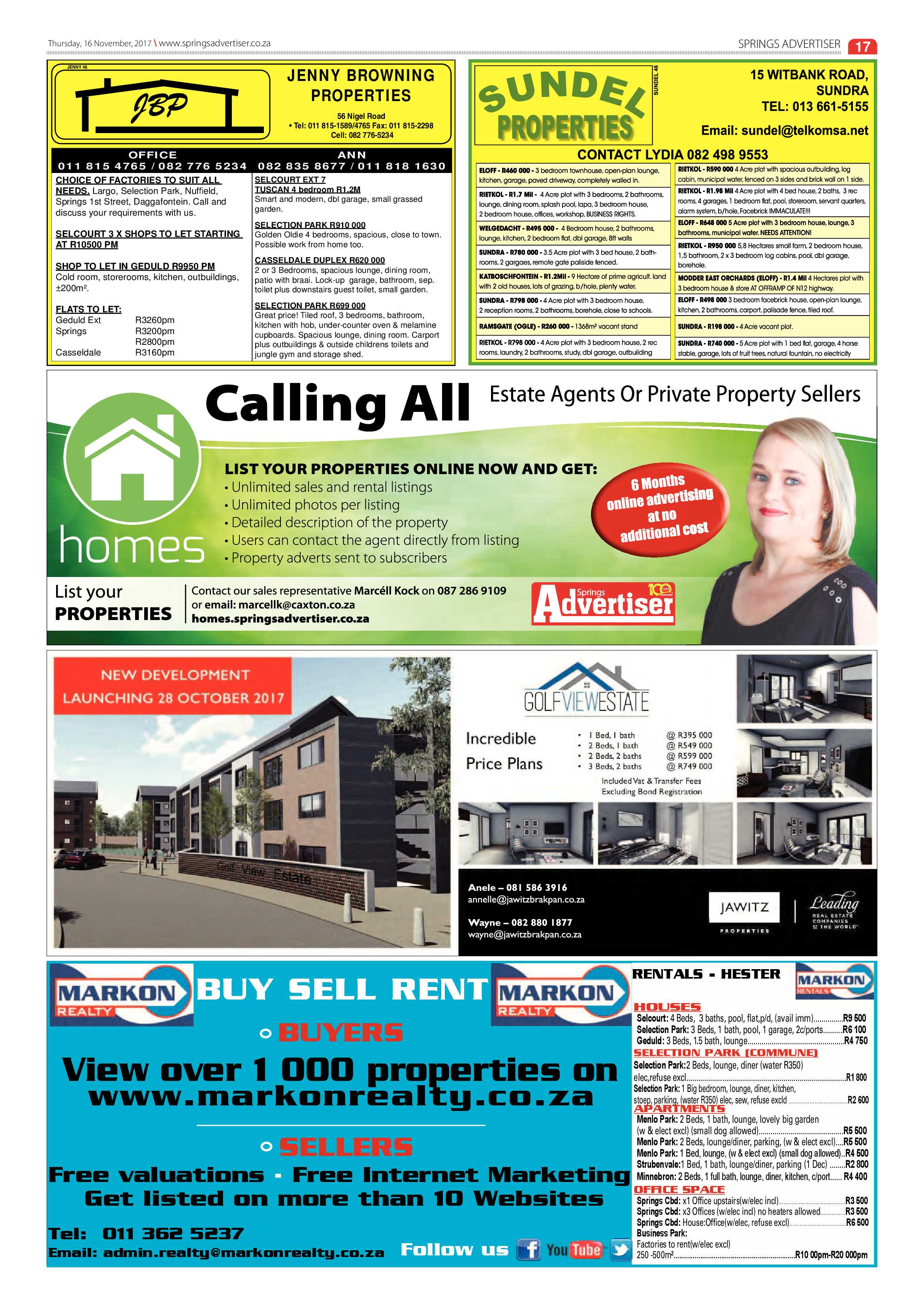 Springs Advertiser 16 November 2017 page 17