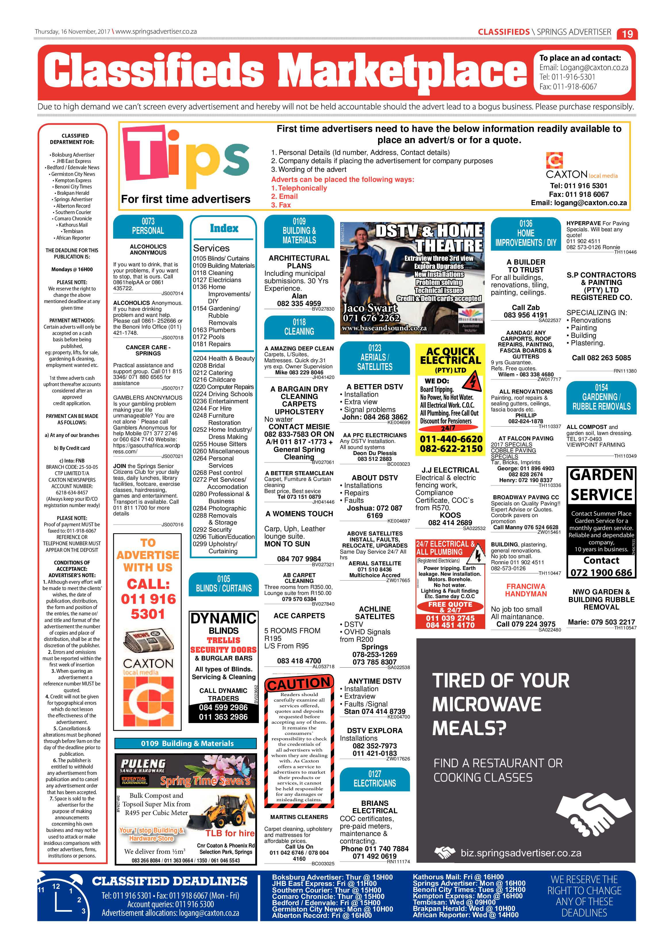 Springs Advertiser 16 November 2017 page 19