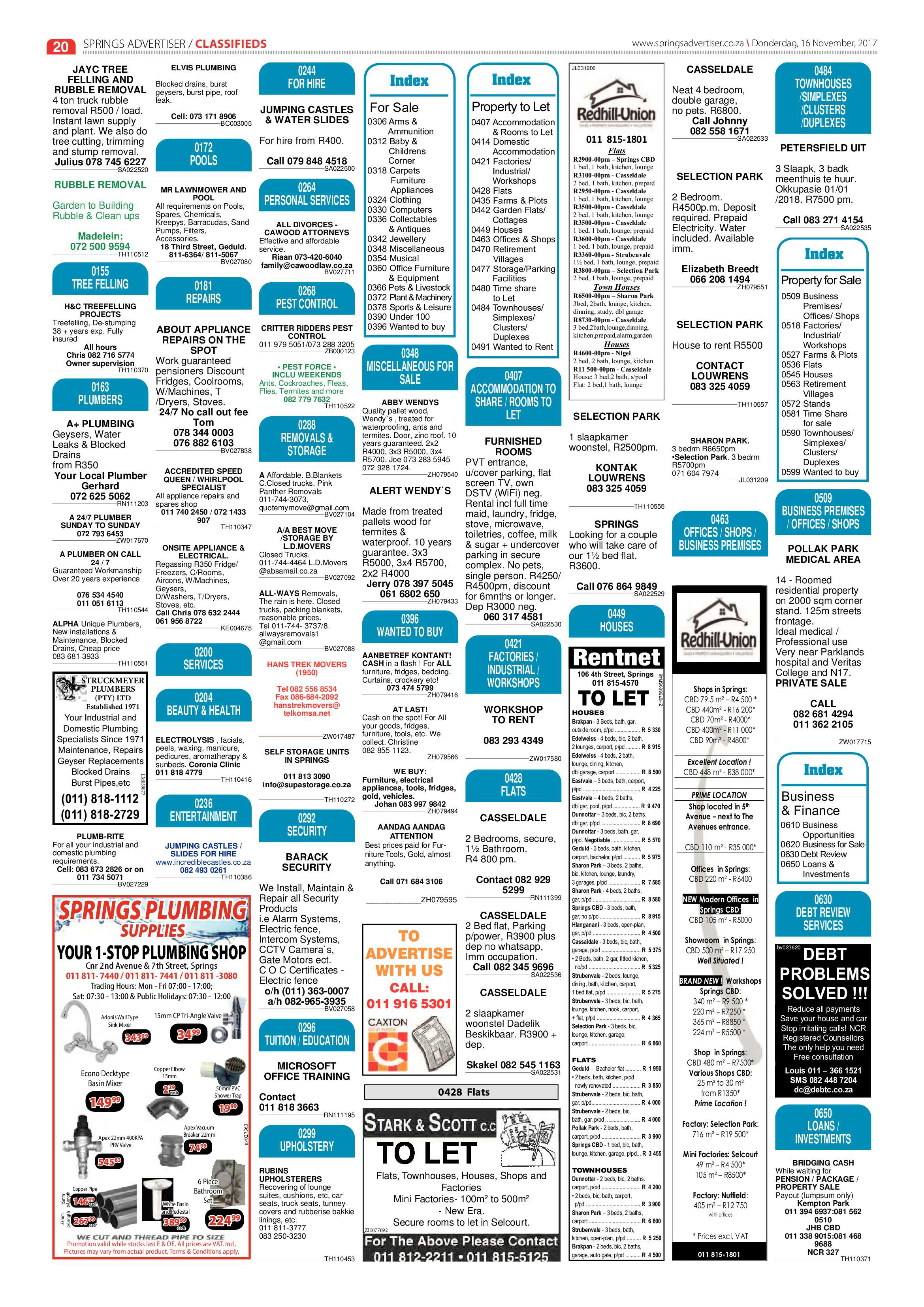 Springs Advertiser 16 November 2017 page 20