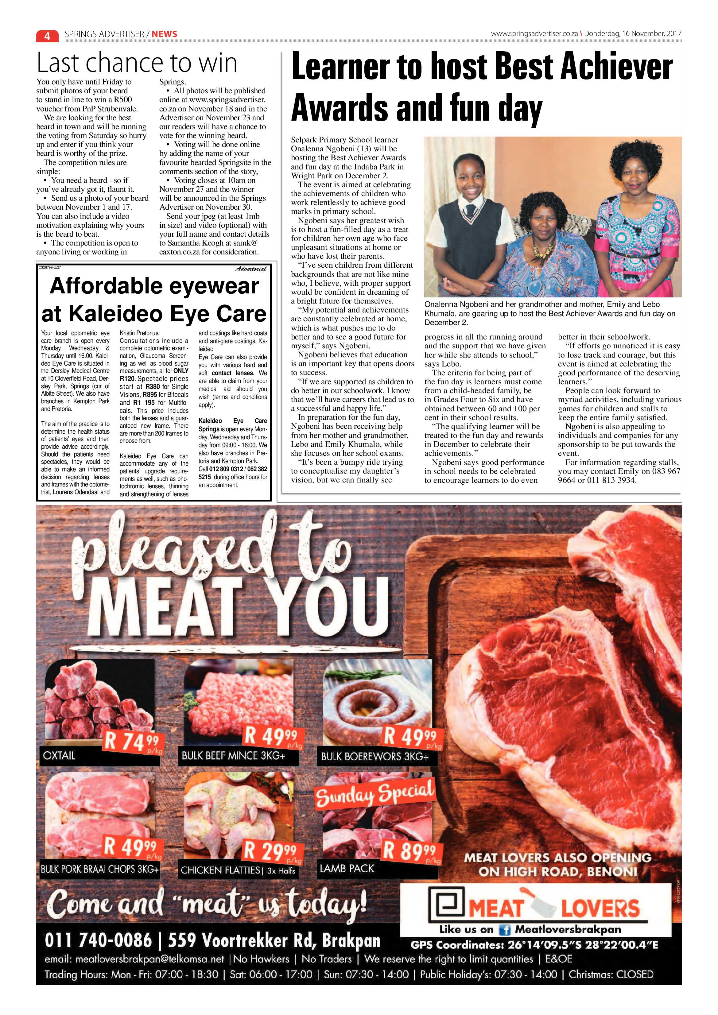 Springs Advertiser 16 November 2017 page 4