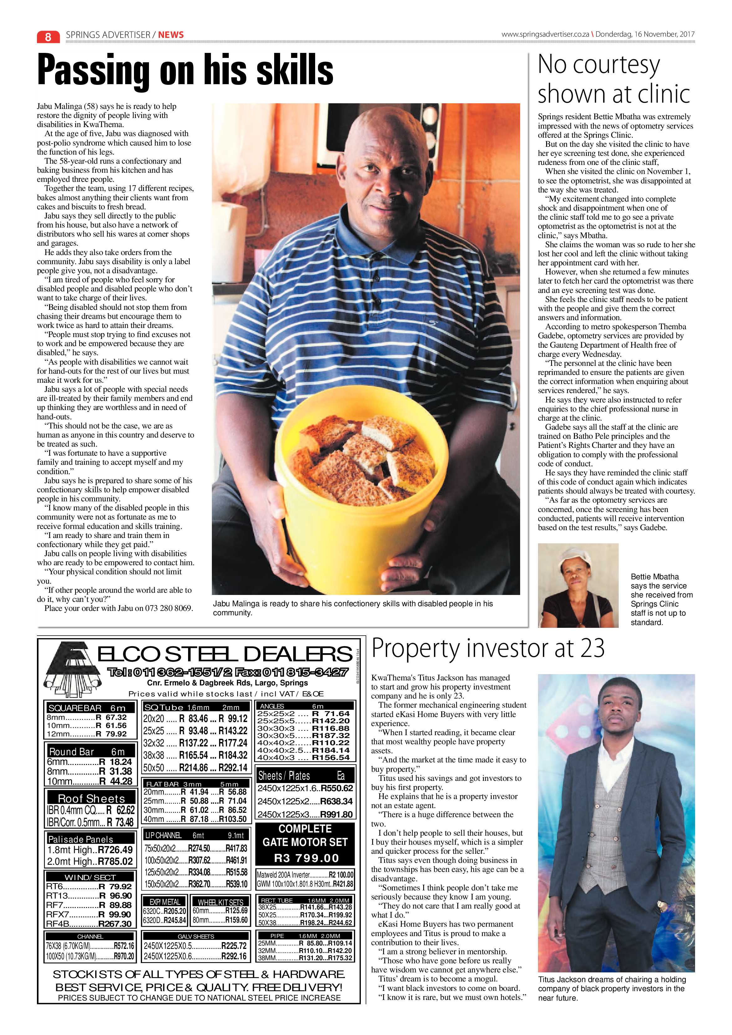 Springs Advertiser 16 November 2017 page 8
